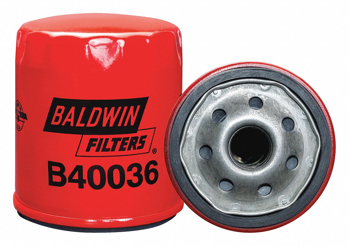 Oil Filter: B40036, 3/4"-16 Thread Size, 3 1/2 in Overall Ht, 2 15/16 in Outside Dia