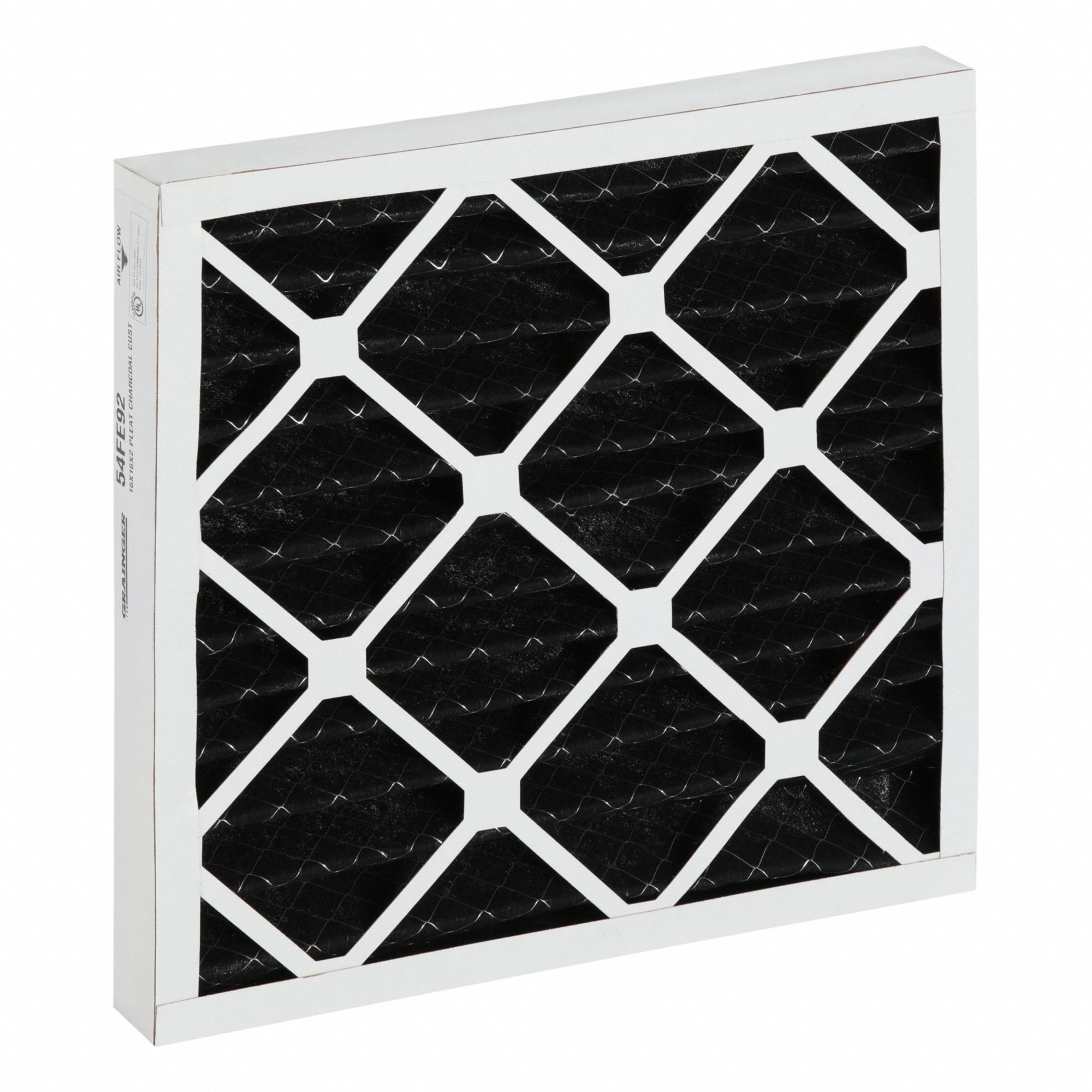Odor Removal Pleated Air Filter: 16 in x 16 in x 2 in, Impregnated Carbon, 60% CCL4 Activity