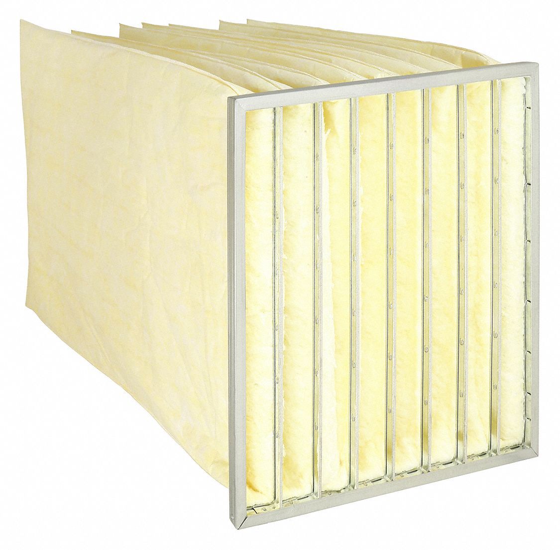 Pocket Air Filter: 24 in x 24 in x 36 in, MERV 14, Yellow, Fiberglass, 8 Pockets