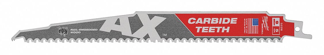 Reciprocating Saw Blade: 5 Teeth per Inch, 9 in Blade Lg, 0.05 in Blade Thick, 5 PK