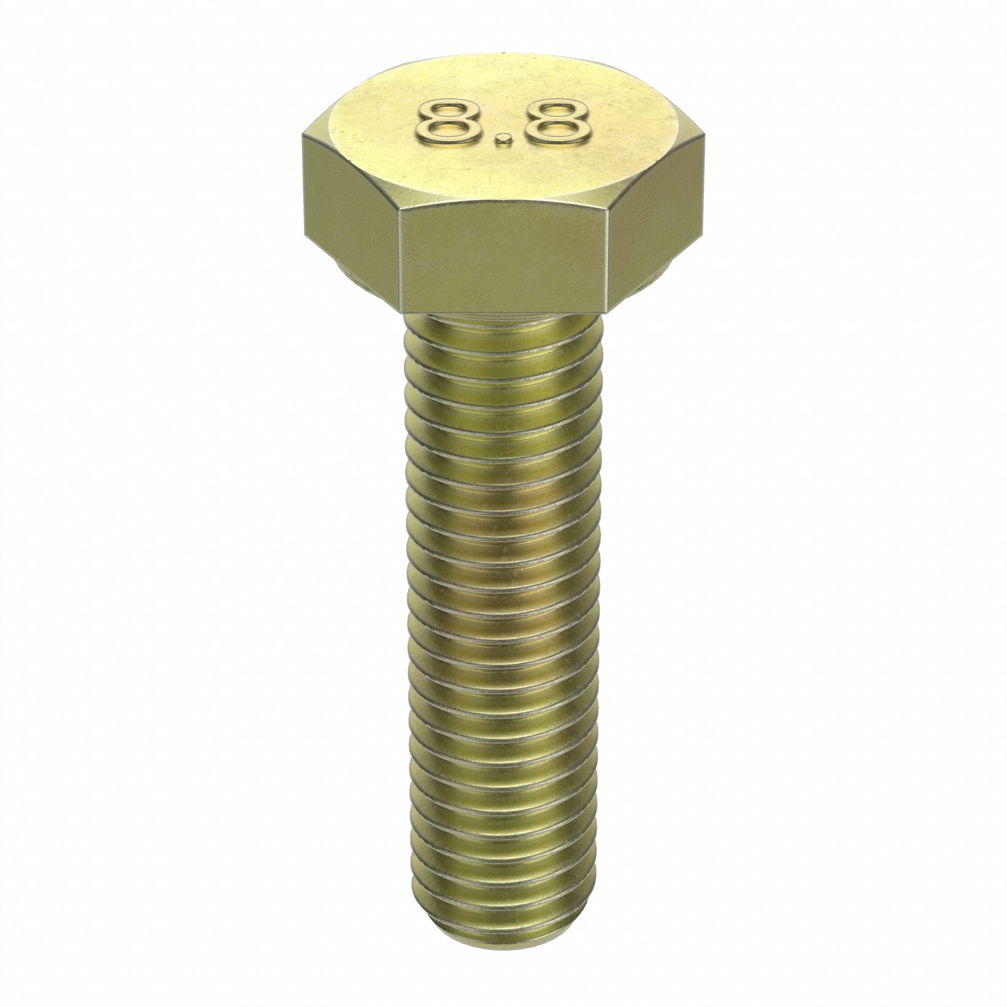 Hex Head Cap Screw: Steel, Class 8.8, Zinc Yellow, M10-1.00, Extra Fine, 40 mm lg, Metric, 50 PK