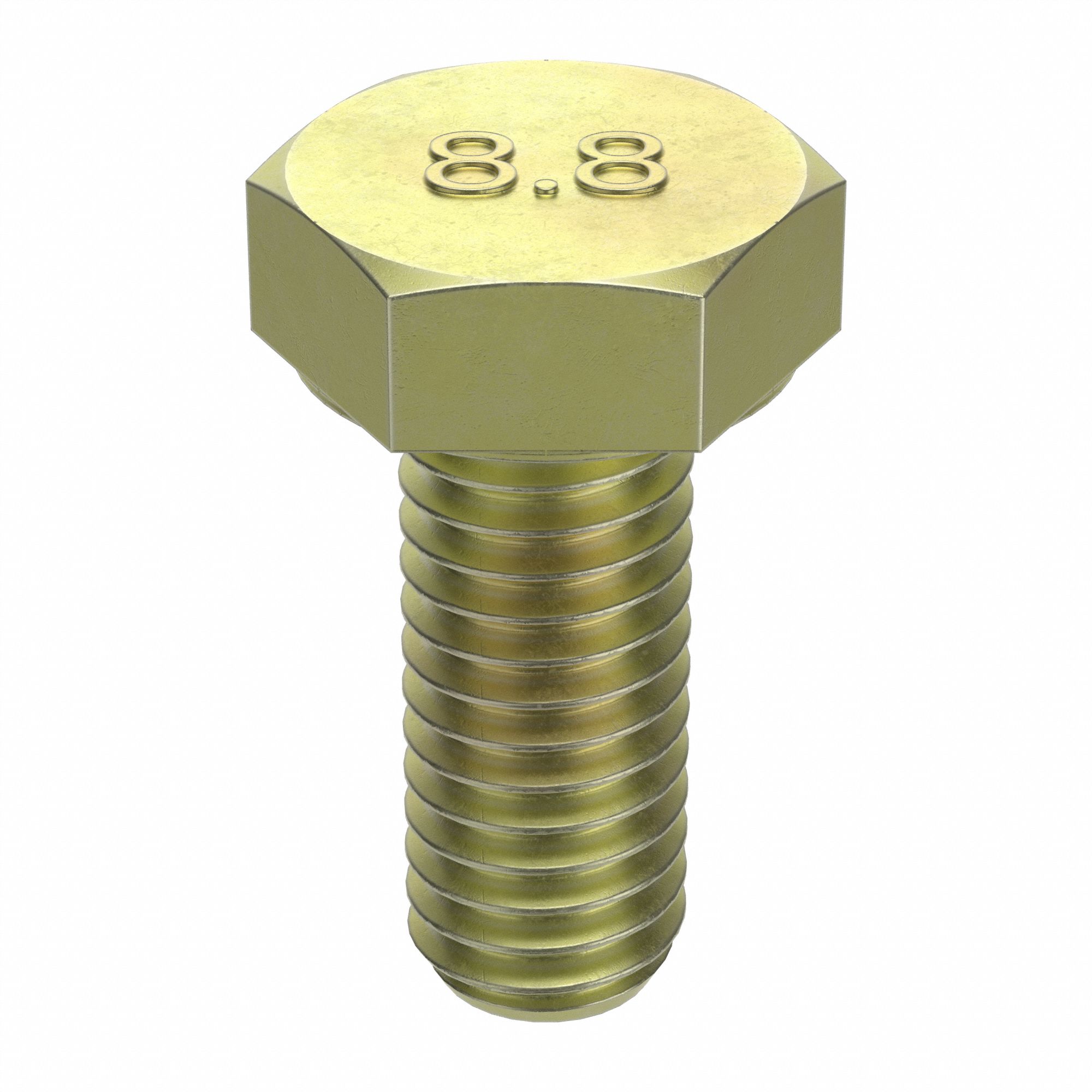 Hex Head Cap Screw: Steel, Class 8.8, Zinc Yellow, M12-1.25, Extra Fine, 25 mm lg, Metric, 50 PK