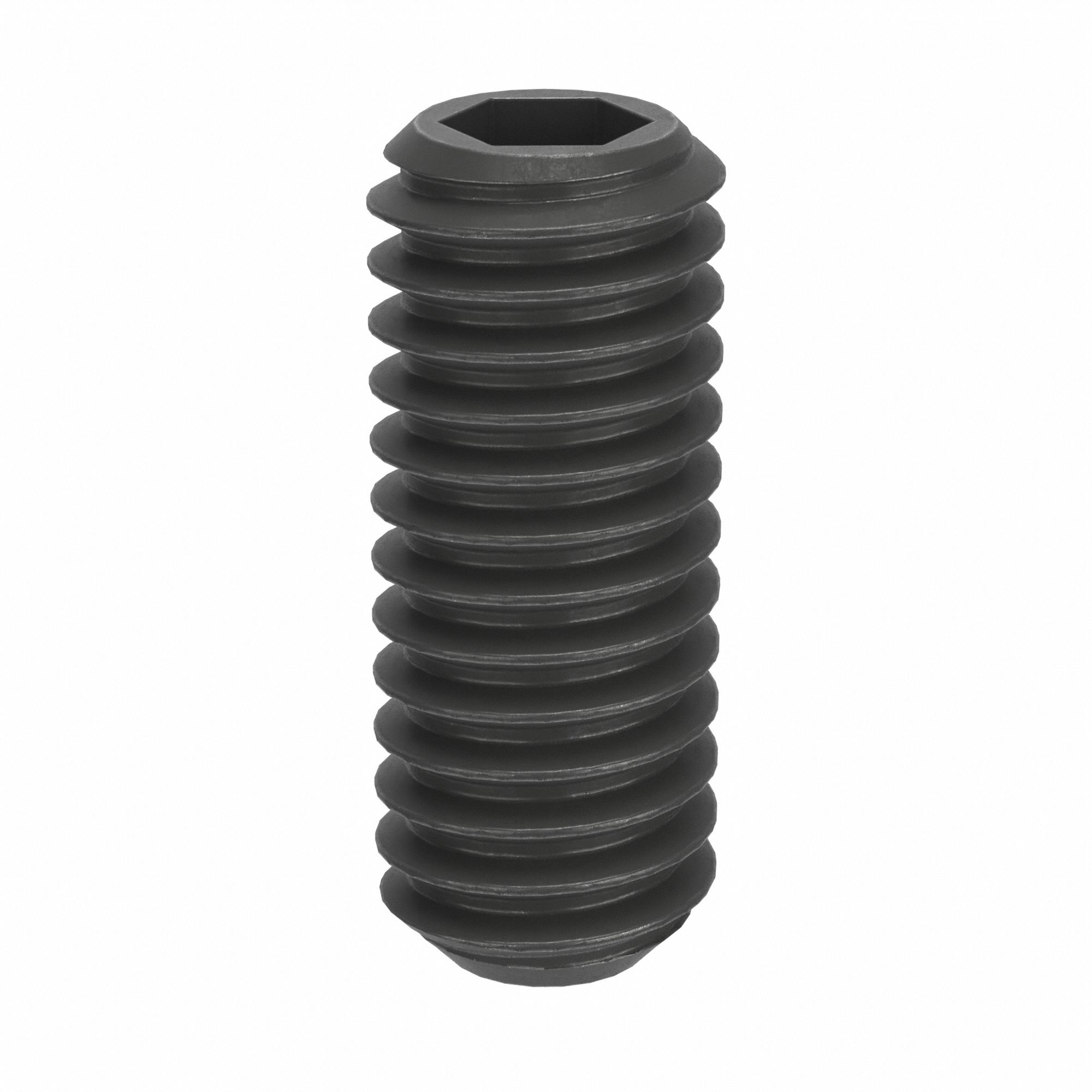Socket Set Screw: M4 Thread Size, 10 mm Overall Lg, Flat pt, Steel, Black Oxide, Socket, 100 PK