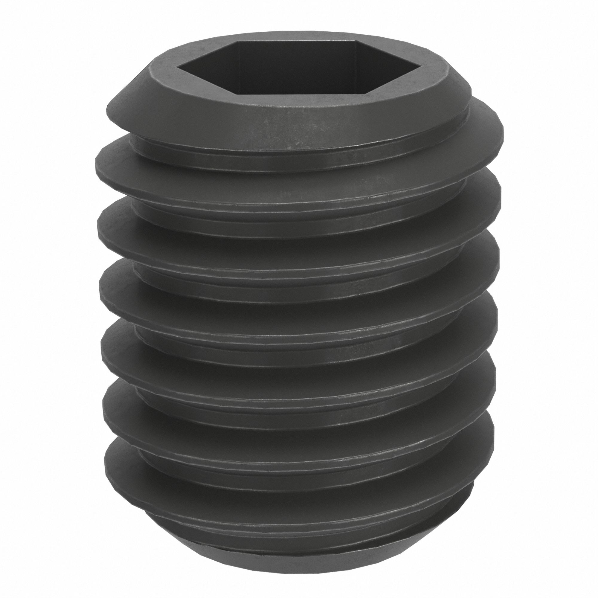 Socket Set Screw: M5 Thread Size, 6 mm Overall Lg, Flat pt, Steel, Black Oxide, Socket, 100 PK