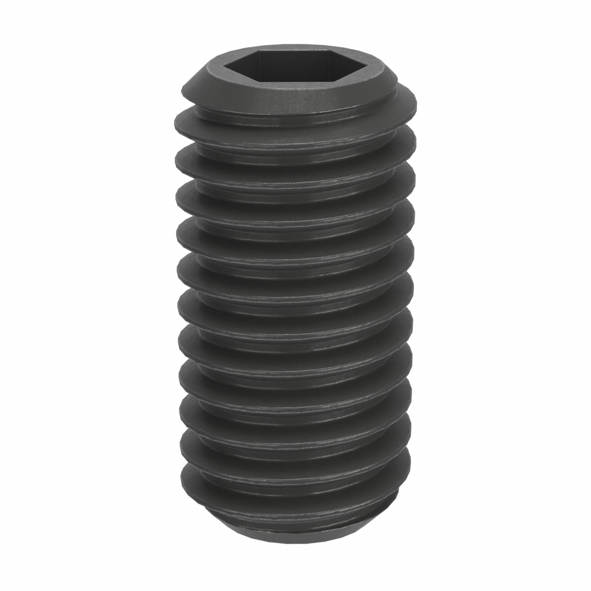 Socket Set Screw: M5 Thread Size, 10 mm Overall Lg, Flat pt, Steel, Black Oxide, Socket, 100 PK