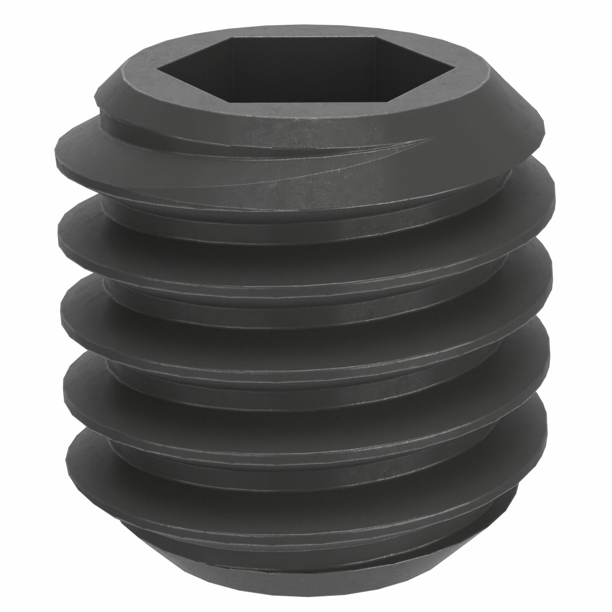 Socket Set Screw: M6 Thread Size, 6 mm Overall Lg, Flat pt, Steel, Black Oxide, Socket, 100 PK