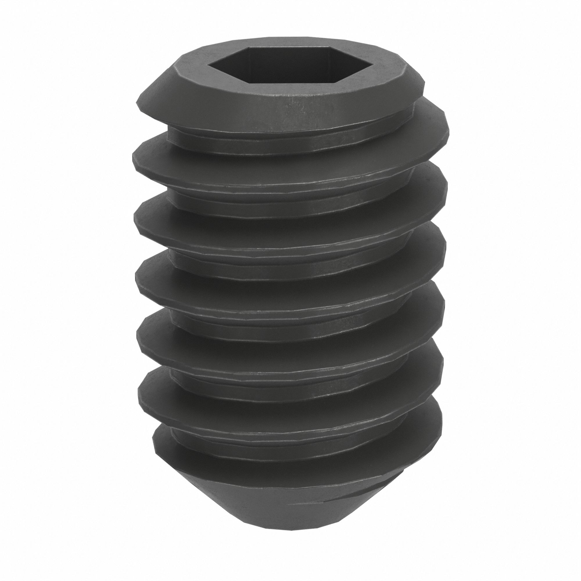 Socket Set Screw: M2x0.4 Thread Size, 3 mm Overall Lg, Cup pt, Steel, Black Oxide, Socket, 100 PK