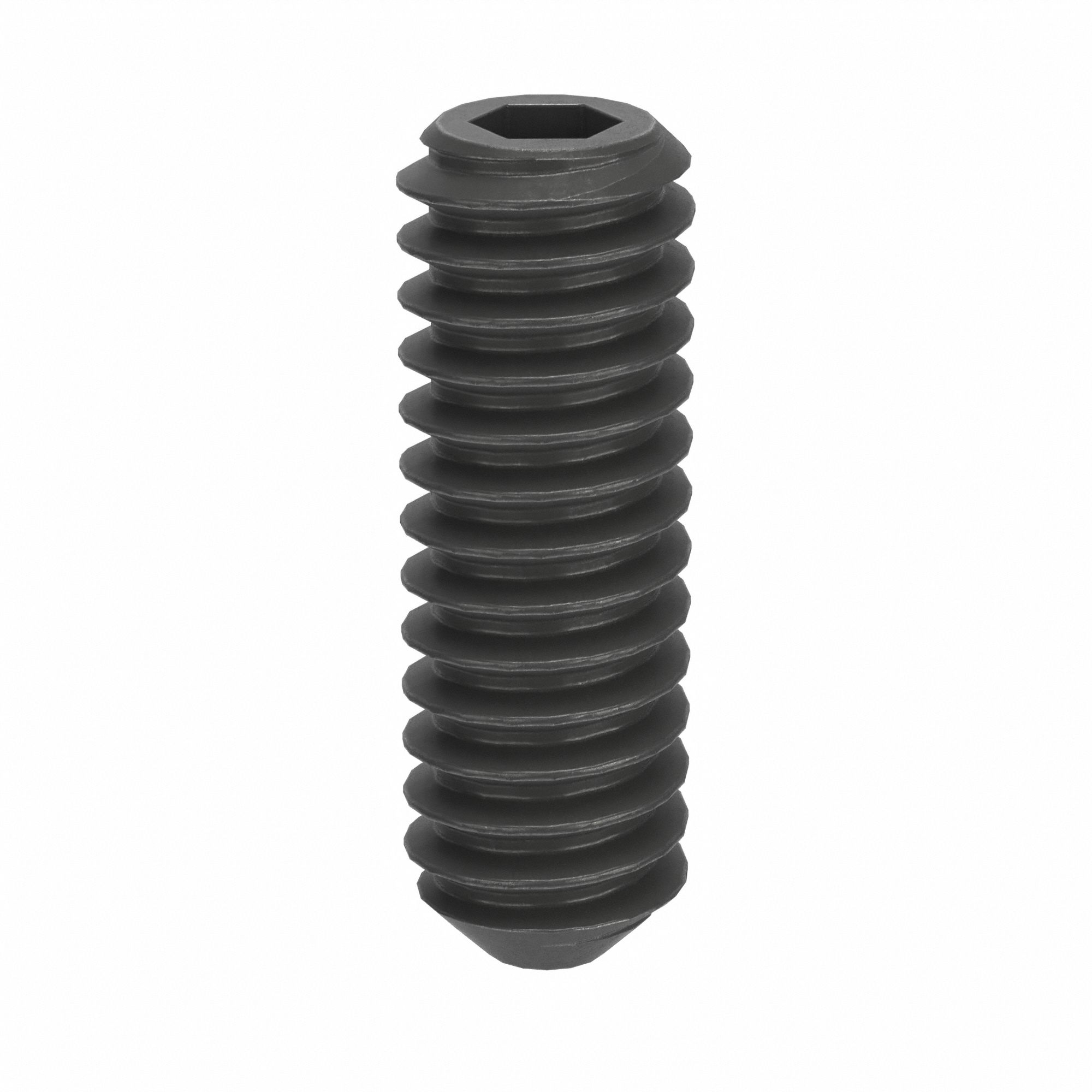 Socket Set Screw: M2x0.4 Thread Size, 6 mm Overall Lg, Cup pt, Steel, Black Oxide, Socket, 100 PK