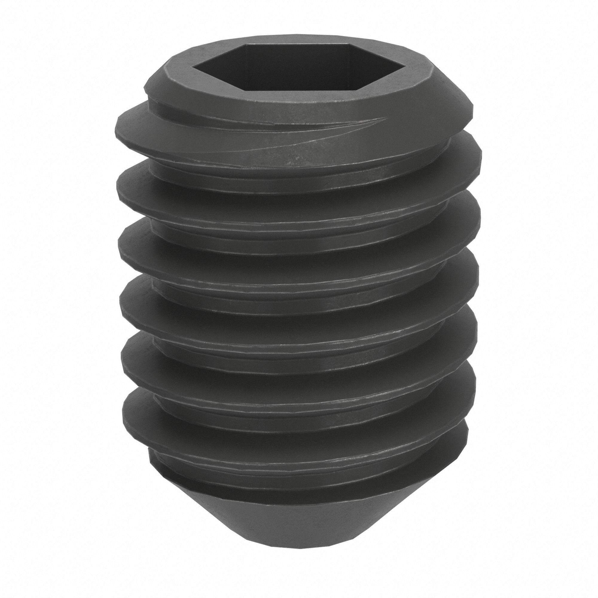 Socket Set Screw: M3x0.5 Thread Size, 4 mm Overall Lg, Cup pt, Steel, Black Oxide, Socket, 100 PK