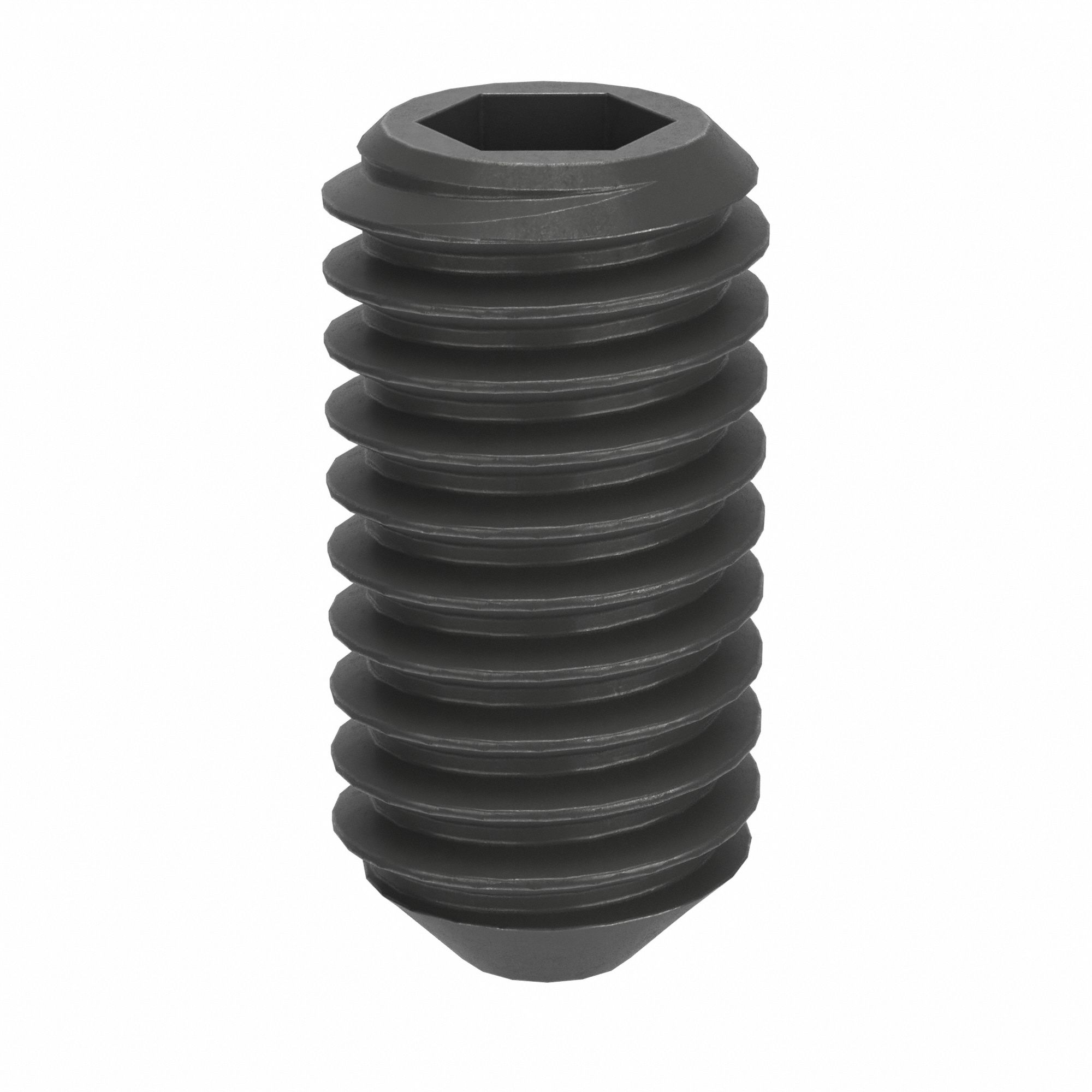 Socket Set Screw: M3x0.5 Thread Size, 6 mm Overall Lg, Cup pt, Steel, Black Oxide, Socket, 100 PK