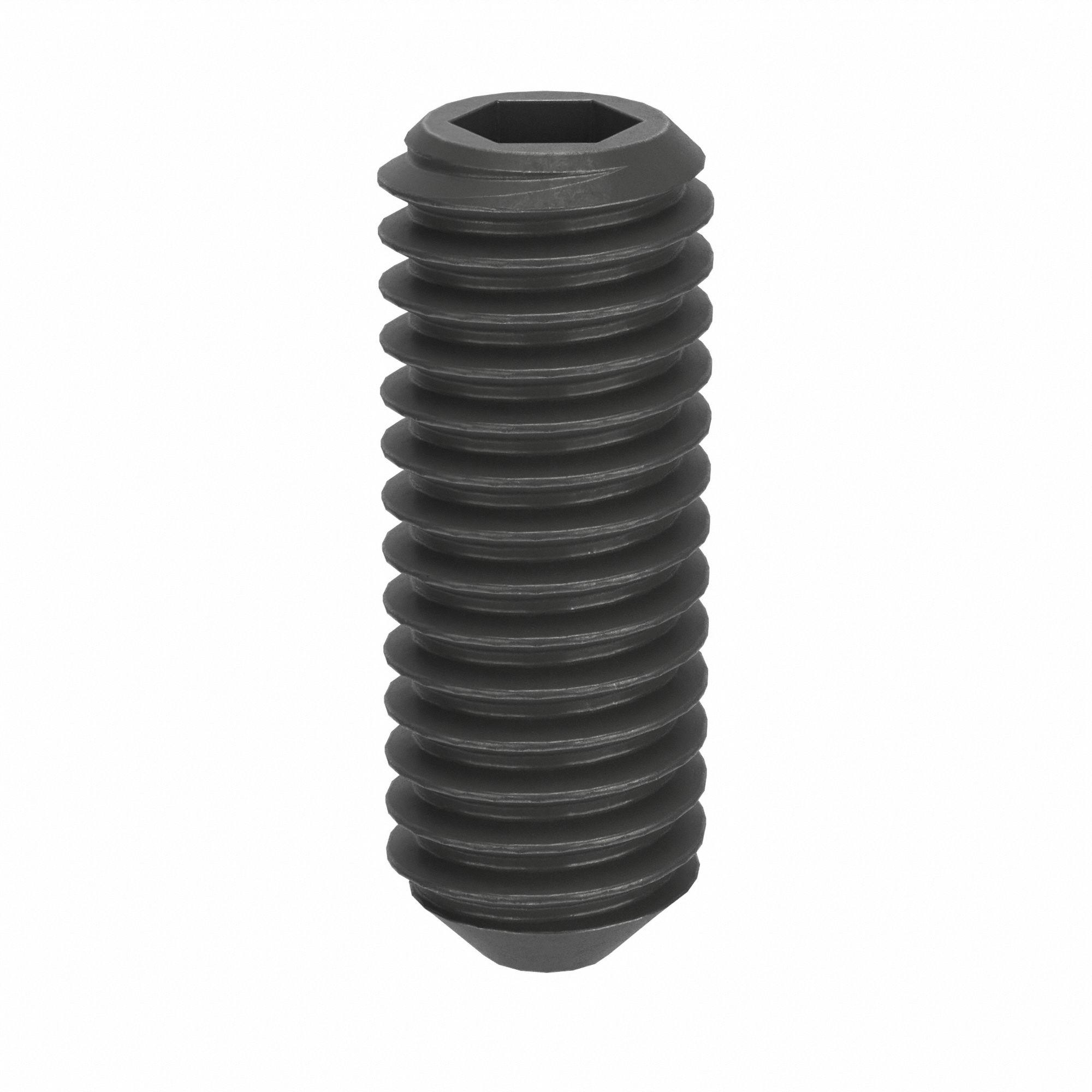 Socket Set Screw: M3x0.5 Thread Size, 8 mm Overall Lg, Cup pt, Steel, Black Oxide, Socket, 100 PK