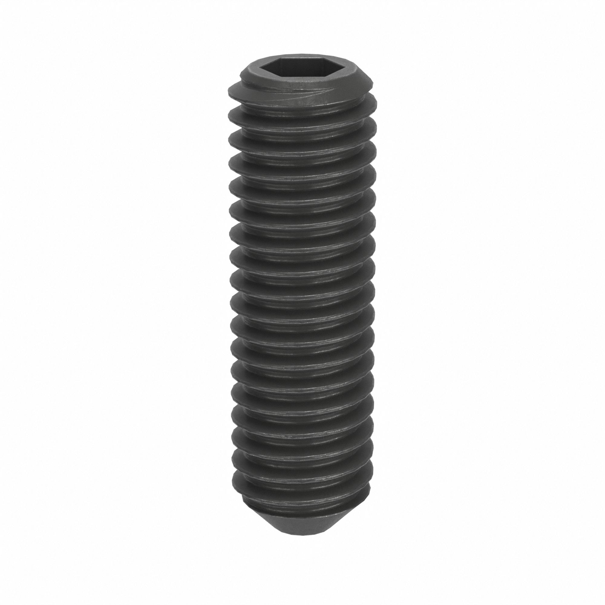 Socket Set Screw: M3x0.5 Thread Size, 10 mm Overall Lg, Cup pt, Steel, Black Oxide, Socket, 100 PK