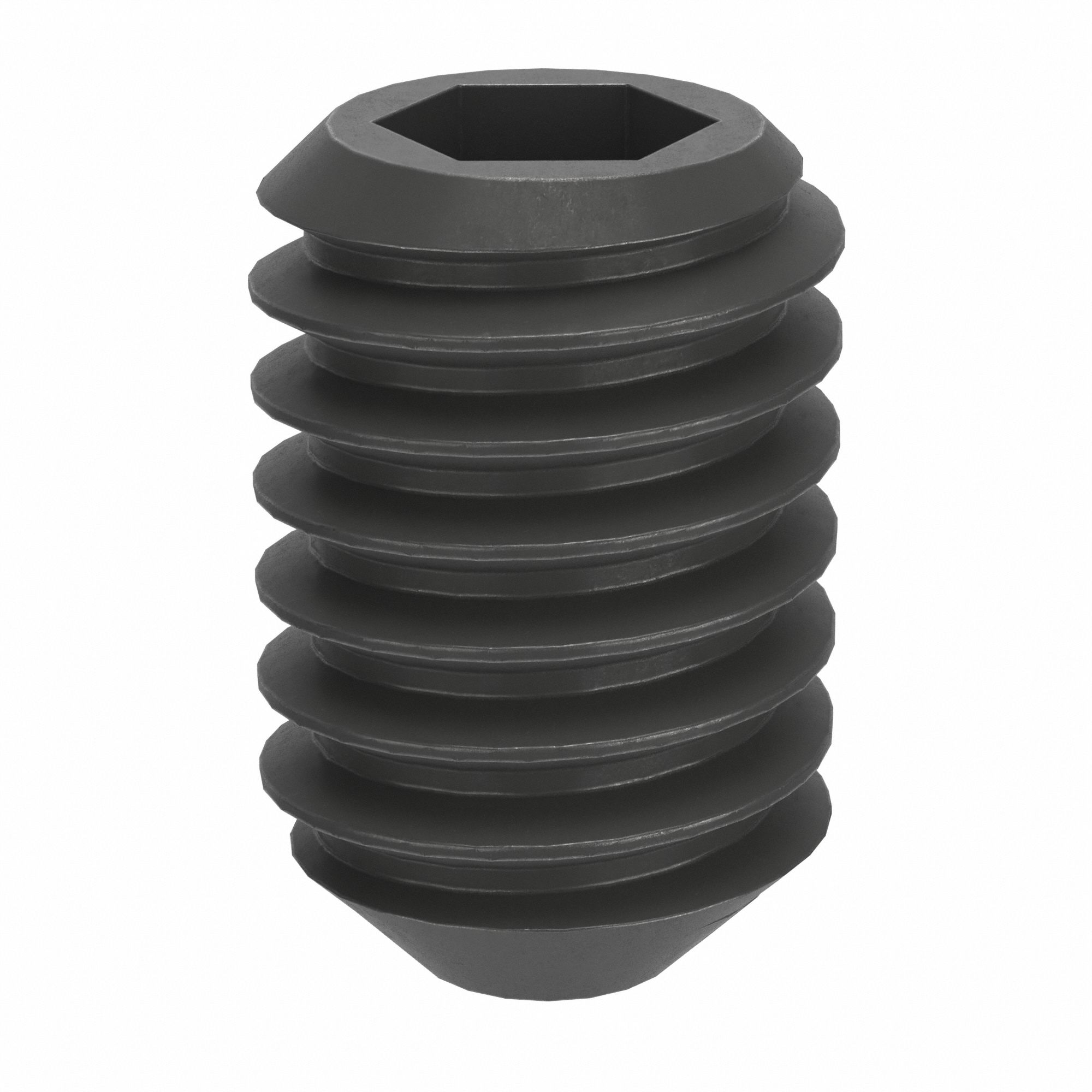Socket Set Screw: M4x0.7 Thread Size, 6 mm Overall Lg, Cup pt, Steel, Black Oxide, Socket, 100 PK