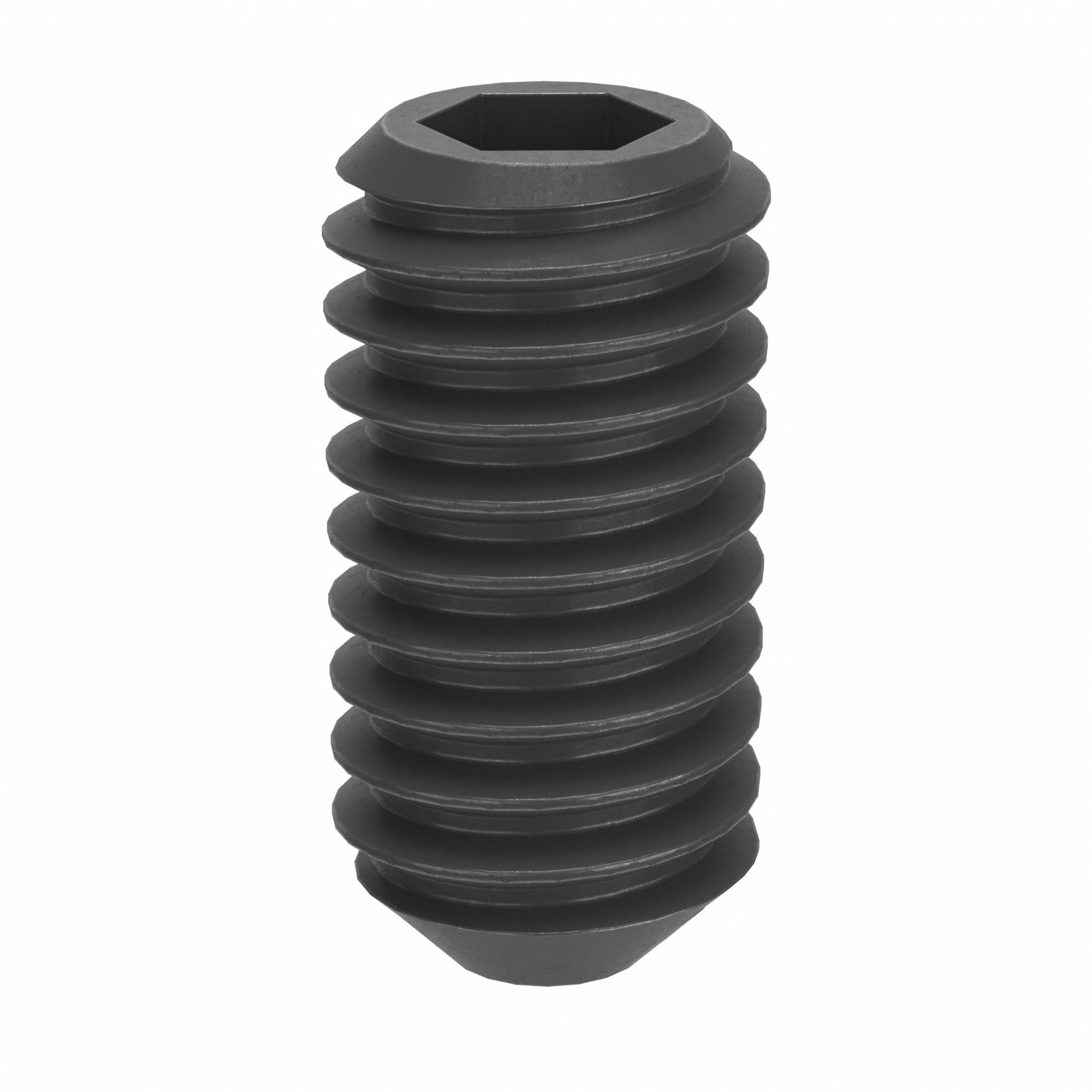Socket Set Screw: M4x0.7 Thread Size, 8 mm Overall Lg, Cup pt, Steel, Black Oxide, Socket, 100 PK