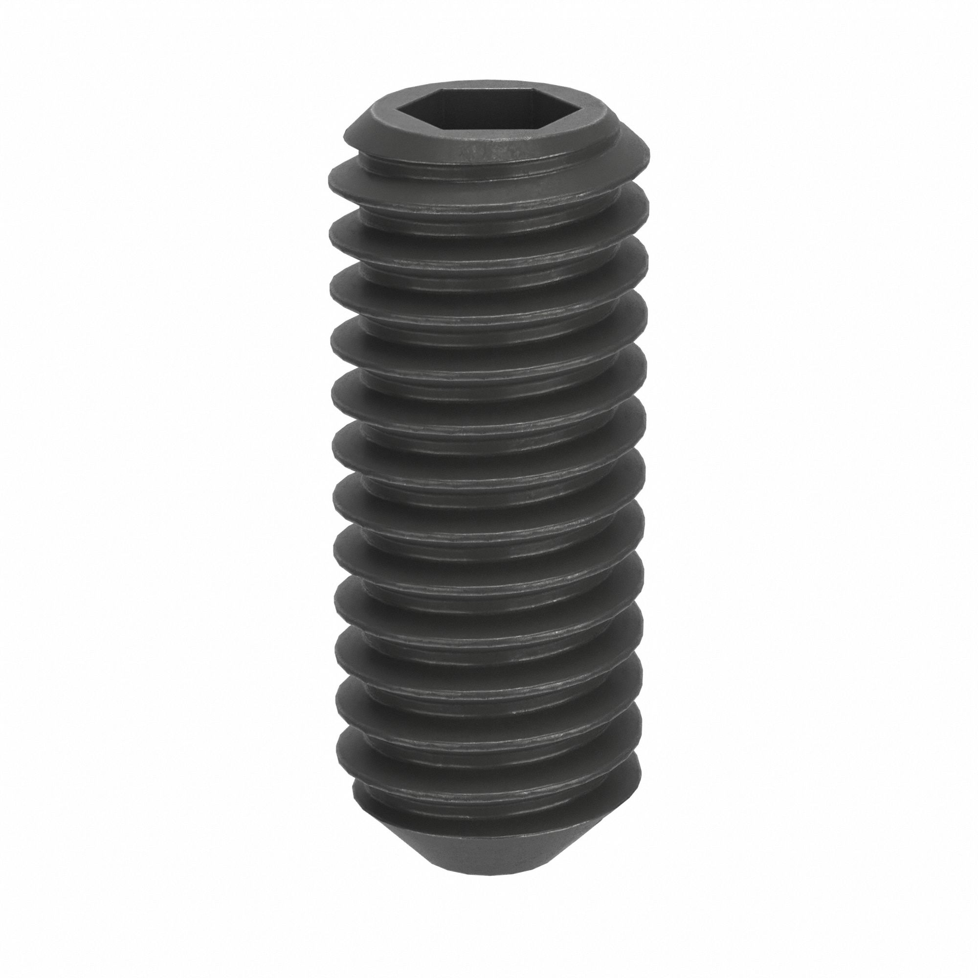 Socket Set Screw: M4x0.7 Thread Size, 10 mm Overall Lg, Cup pt, Steel, Black Oxide, Socket, 100 PK