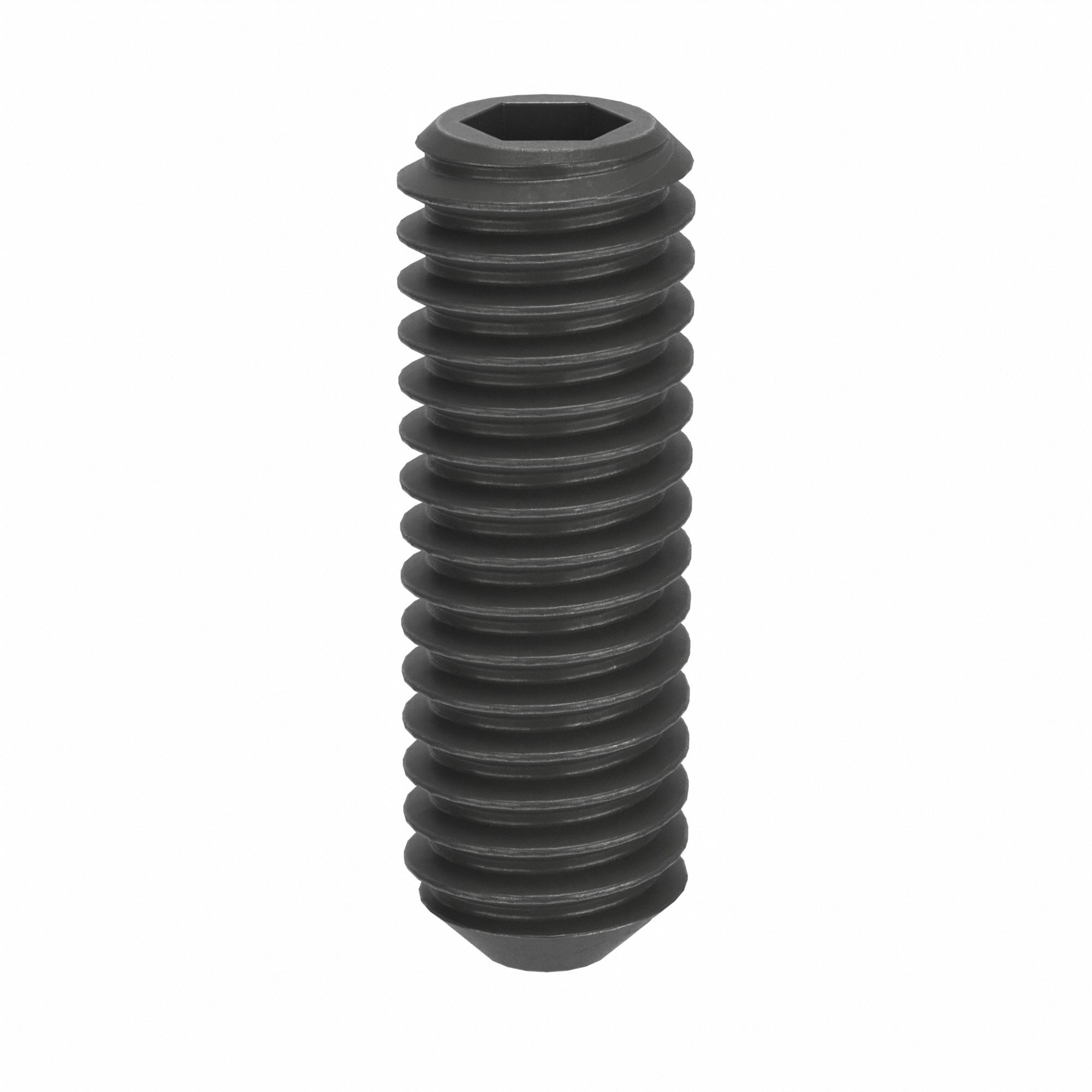 Socket Set Screw: M4x0.7 Thread Size, 12 mm Overall Lg, Cup pt, Steel, Black Oxide, Socket, 100 PK