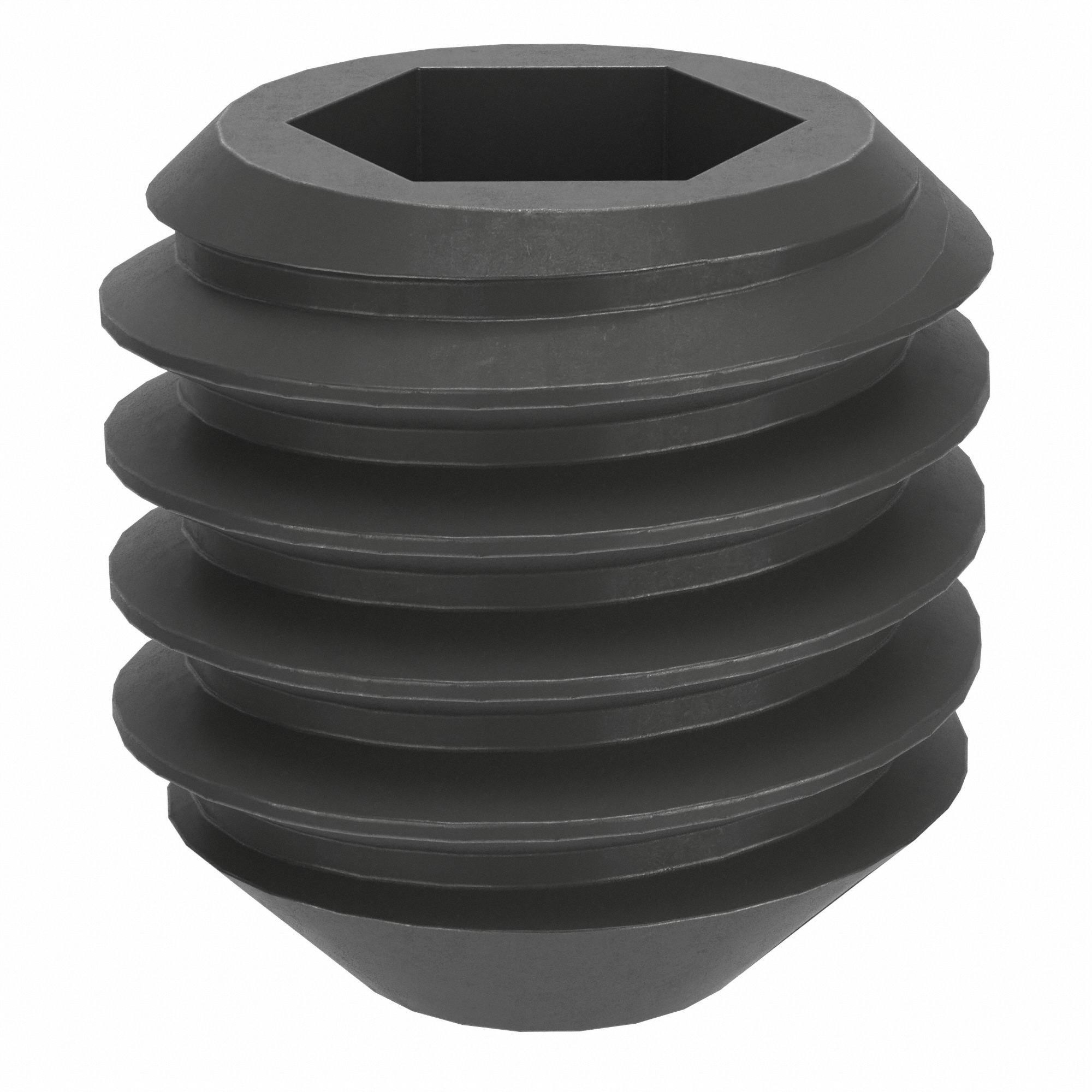 Socket Set Screw: M5x0.8 Thread Size, 5 mm Overall Lg, Cup pt, Steel, Black Oxide, Socket, 100 PK