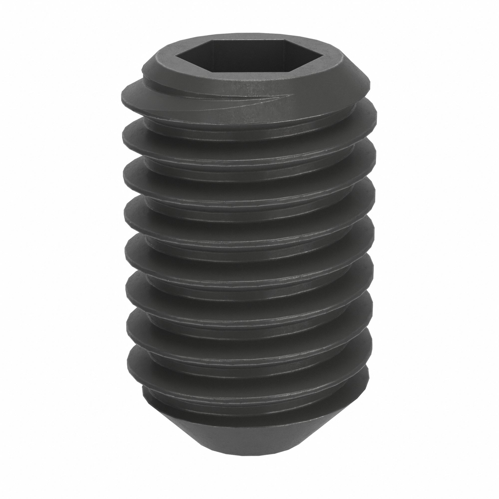 Socket Set Screw: M5x0.8 Thread Size, 8 mm Overall Lg, Cup pt, Steel, Black Oxide, Socket, 100 PK