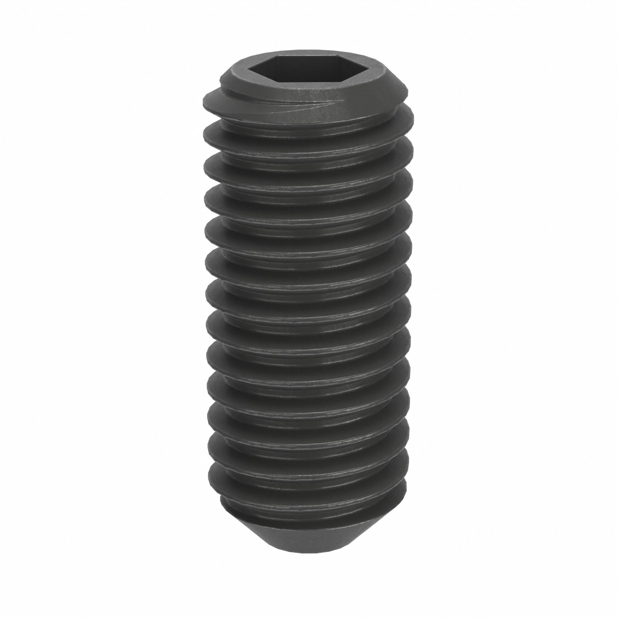 Socket Set Screw: M5x0.8 Thread Size, 12 mm Overall Lg, Cup pt, Steel, Black Oxide, Socket, 100 PK