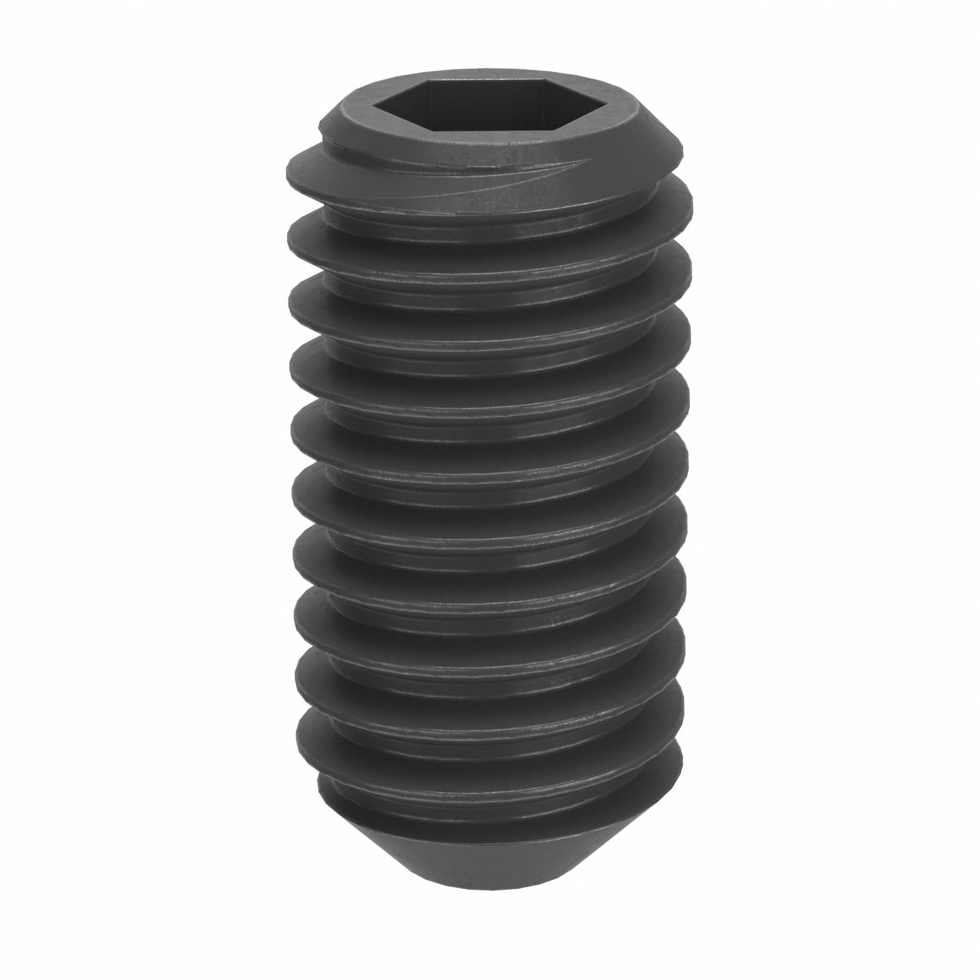 Socket Set Screw: M6x1 Thread Size, 12 mm Overall Lg, Cup pt, Steel, Black Oxide, Socket, 100 PK