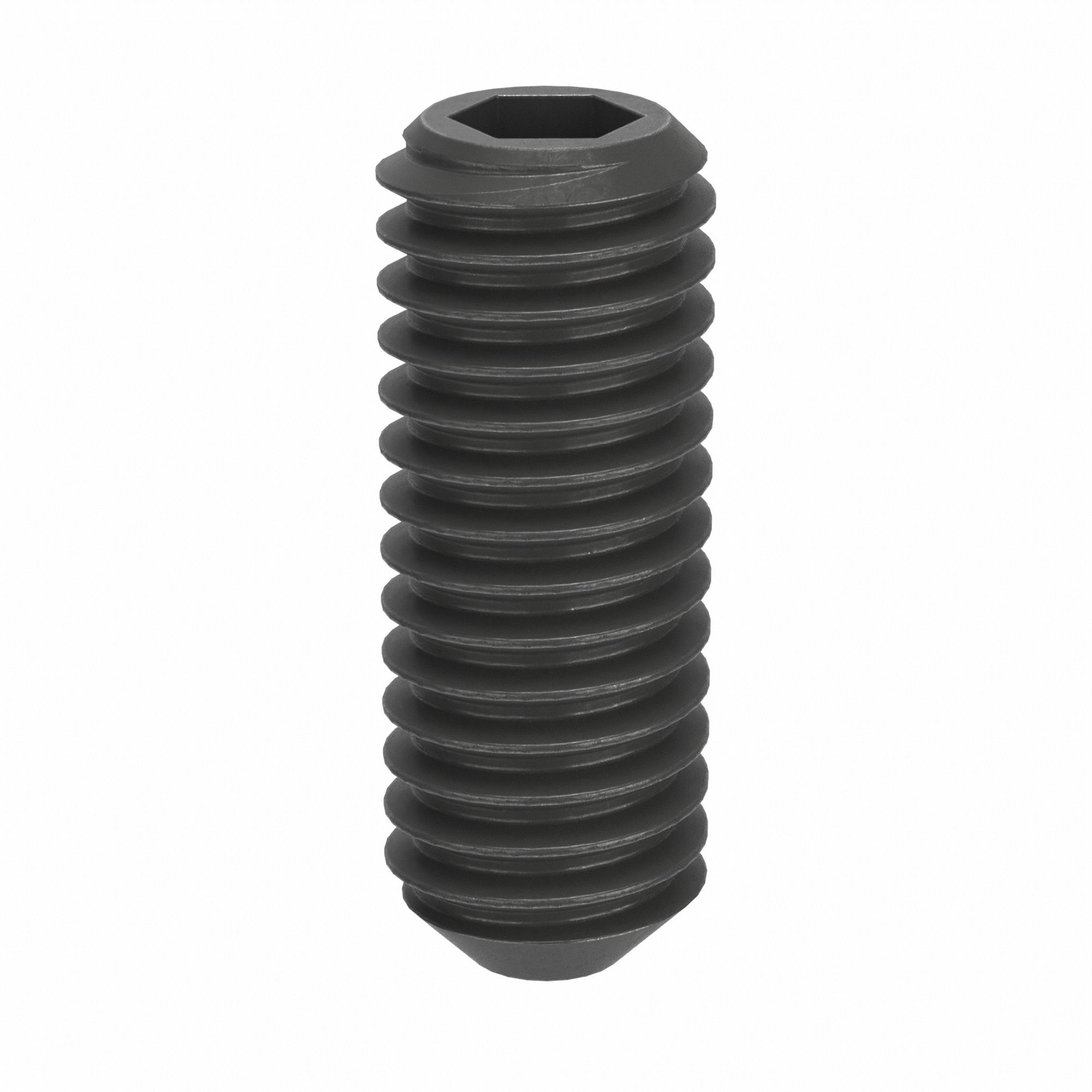 Socket Set Screw: M6x1 Thread Size, 16 mm Overall Lg, Cup pt, Steel, Black Oxide, Socket, 100 PK