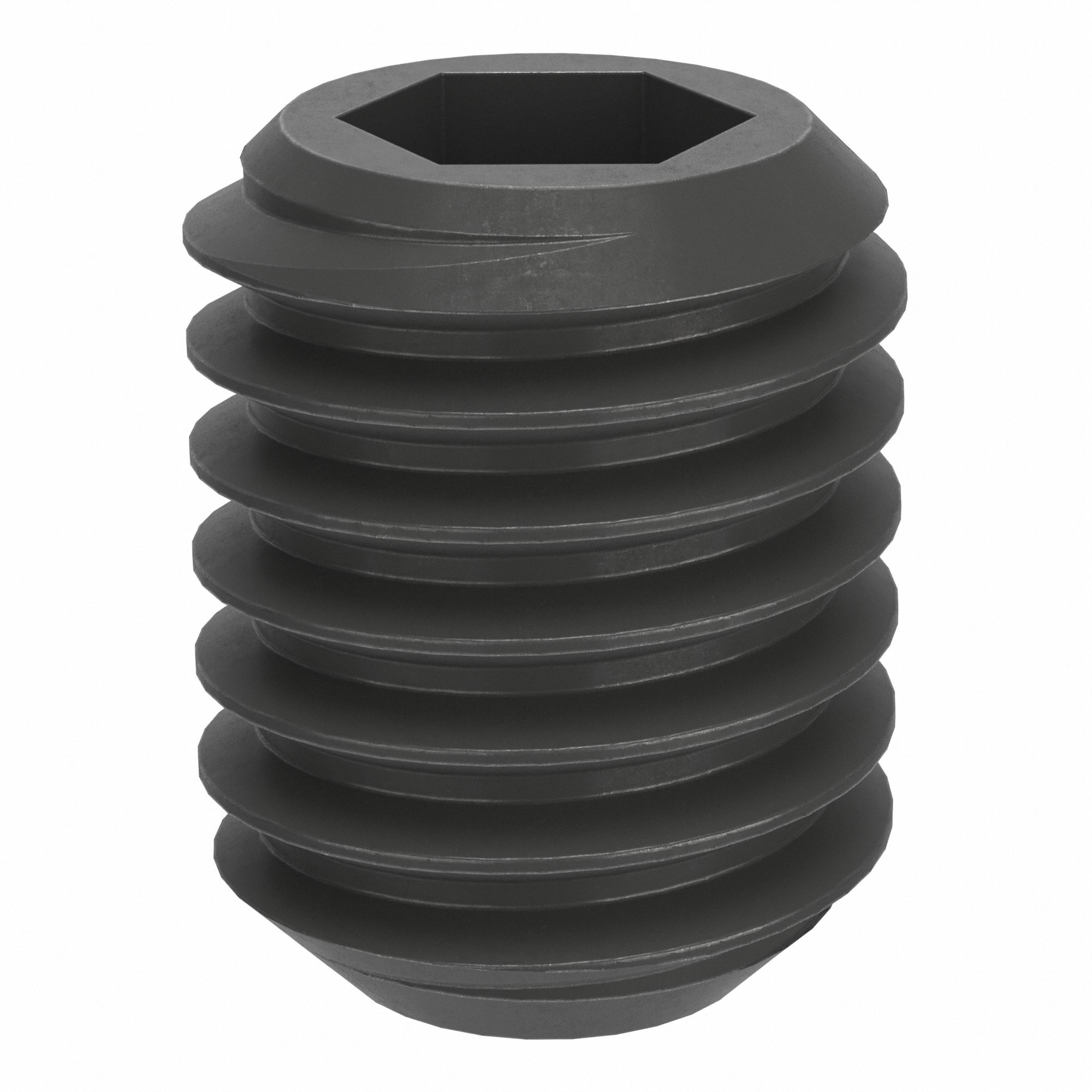 Socket Set Screw: M8x1.25 Thread Size, 10 mm Overall Lg, Cup pt, Steel, Black Oxide, Socket, 100 PK