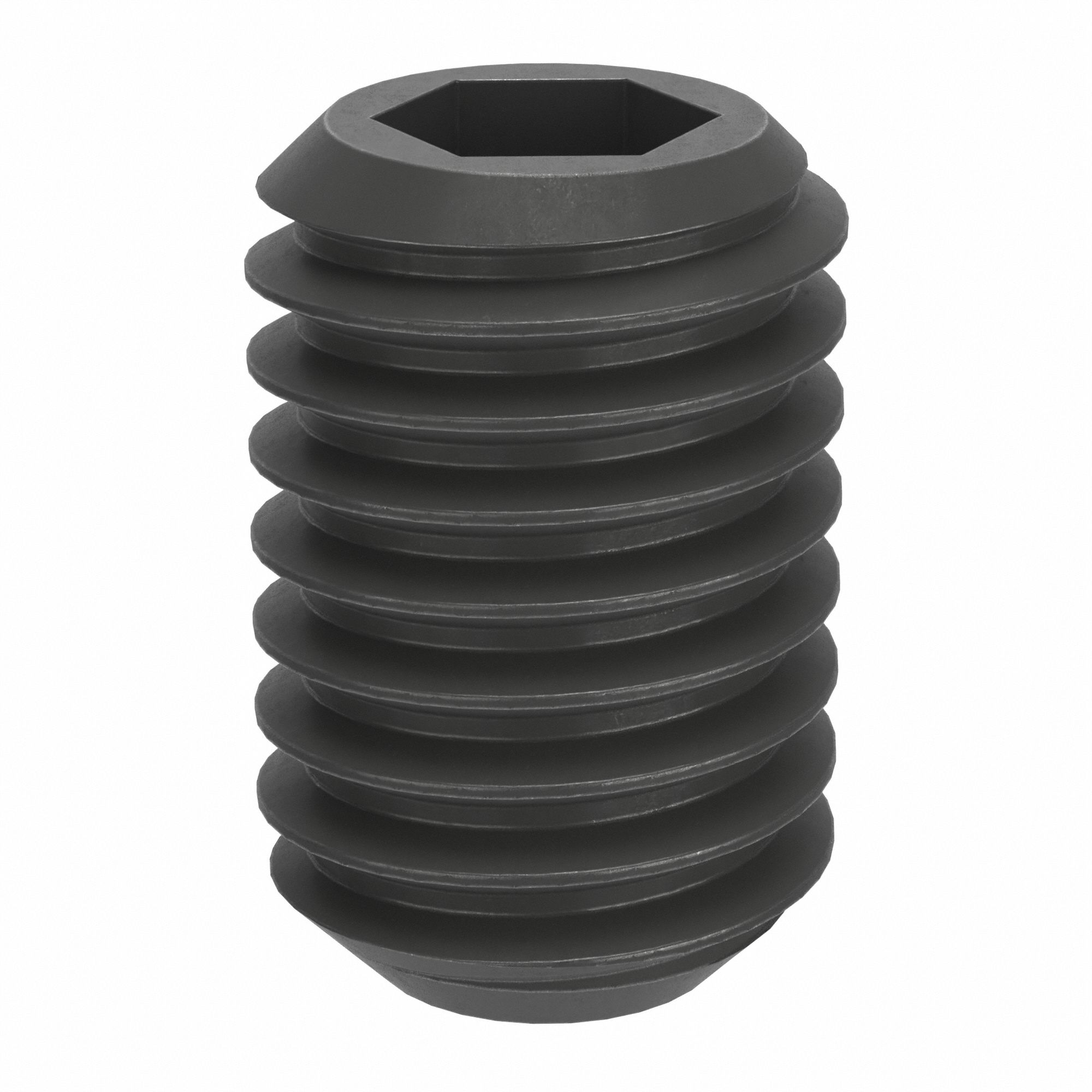 Socket Set Screw: M8x1.25 Thread Size, 12 mm Overall Lg, Cup pt, Steel, Black Oxide, Socket, 100 PK