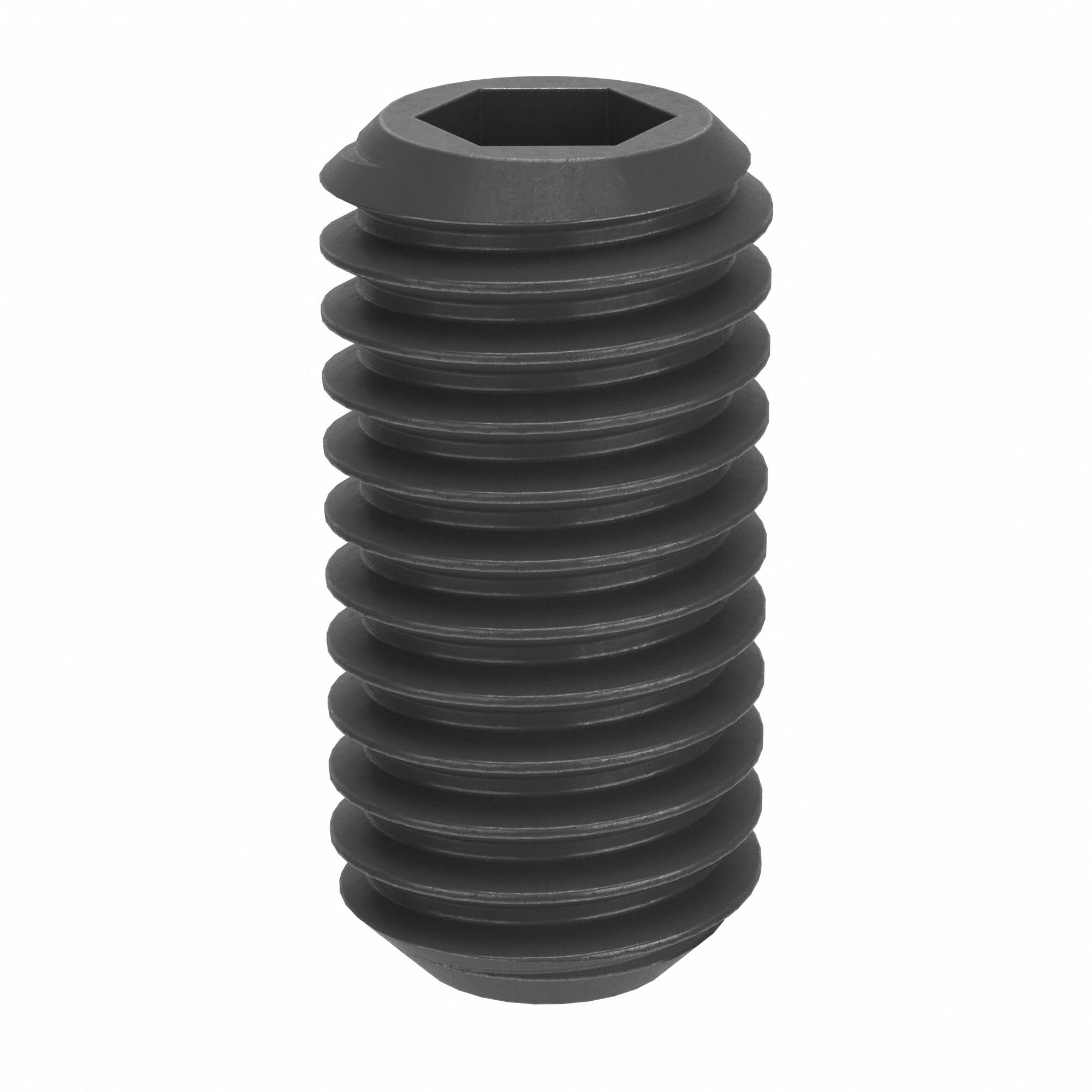 Socket Set Screw: M8x1.25 Thread Size, 16 mm Overall Lg, Cup pt, Steel, Black Oxide, Socket, 100 PK