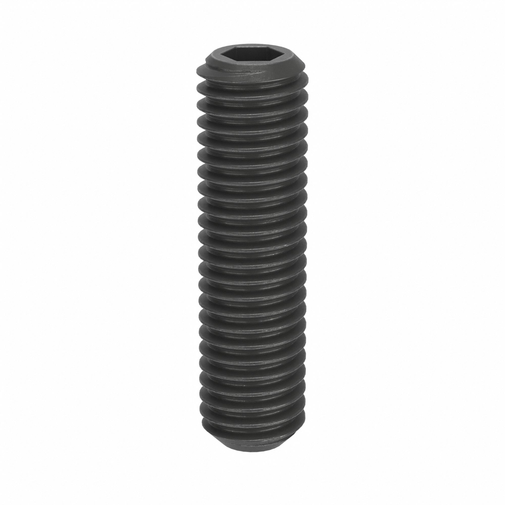 Socket Set Screw: M8x1.25 Thread Size, 30 mm Overall Lg, Cup pt, Steel, Black Oxide, Socket, 25 PK