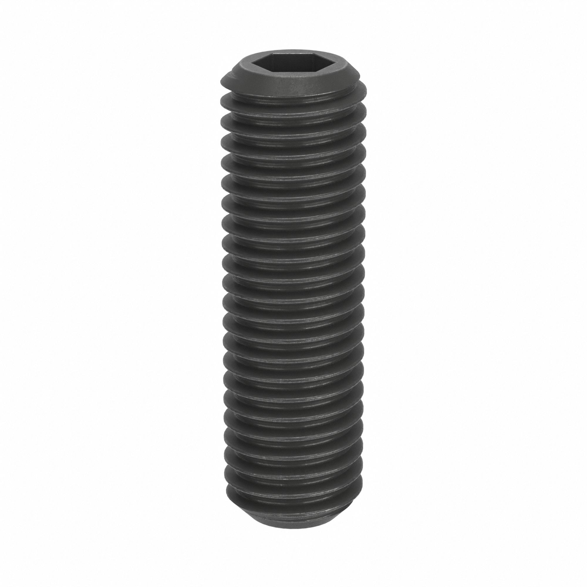 Socket Set Screw: M12x1.75 Thread Size, 40 mm Overall Lg, Cup pt, Steel, Black Oxide, Socket, 10 PK