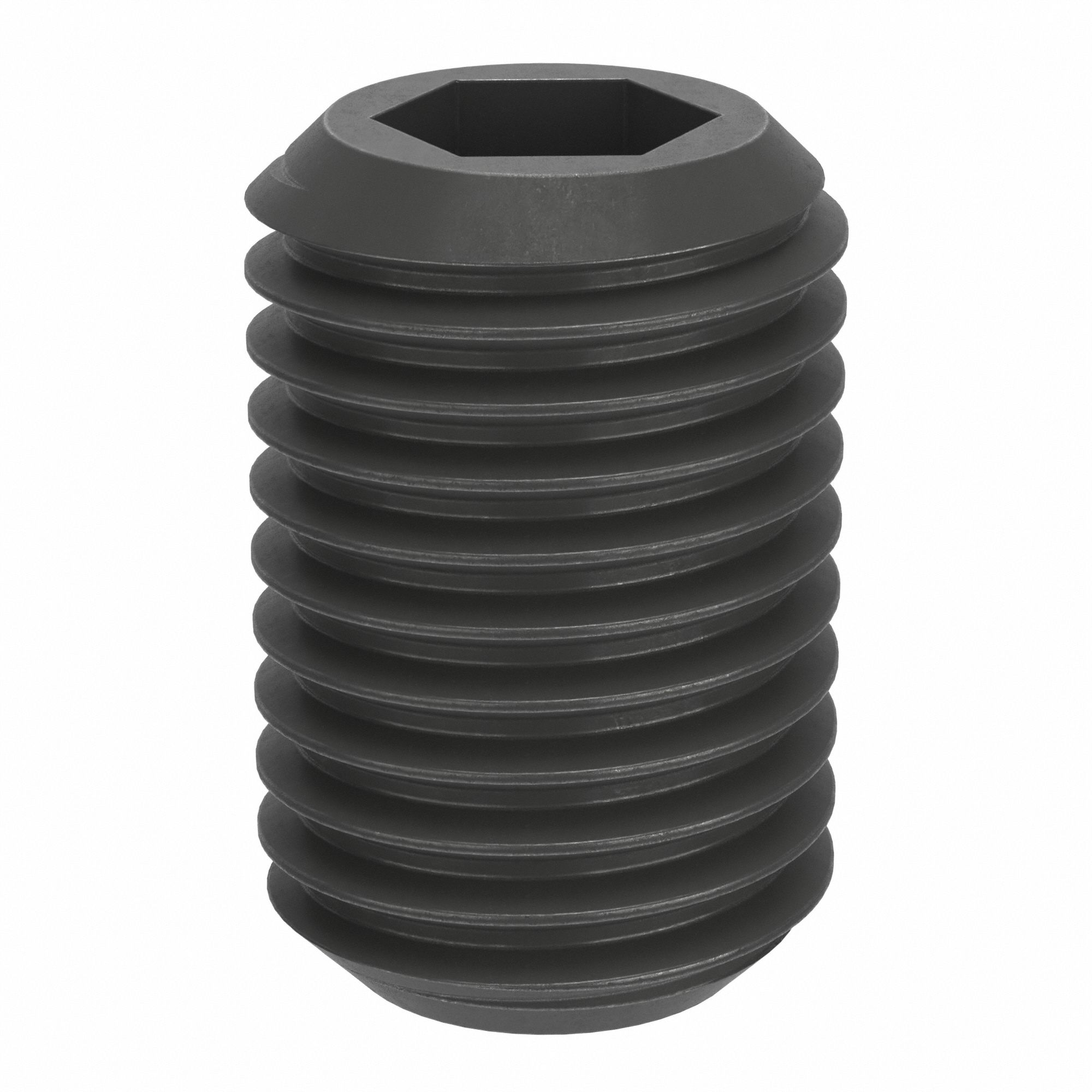 Socket Set Screw: M20x2.5 Thread Size, 30 mm Overall Lg, Cup pt, Steel, Black Oxide, Socket, 5 PK