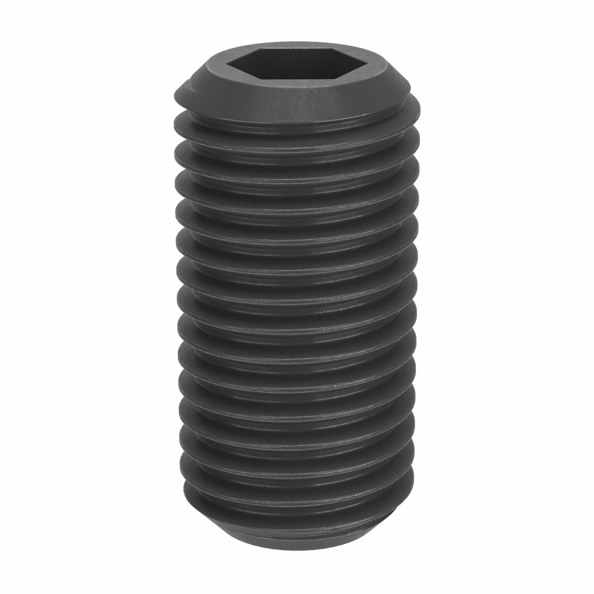 Socket Set Screw: M20x2.5 Thread Size, 40 mm Overall Lg, Cup pt, Steel, Black Oxide, Socket, 5 PK