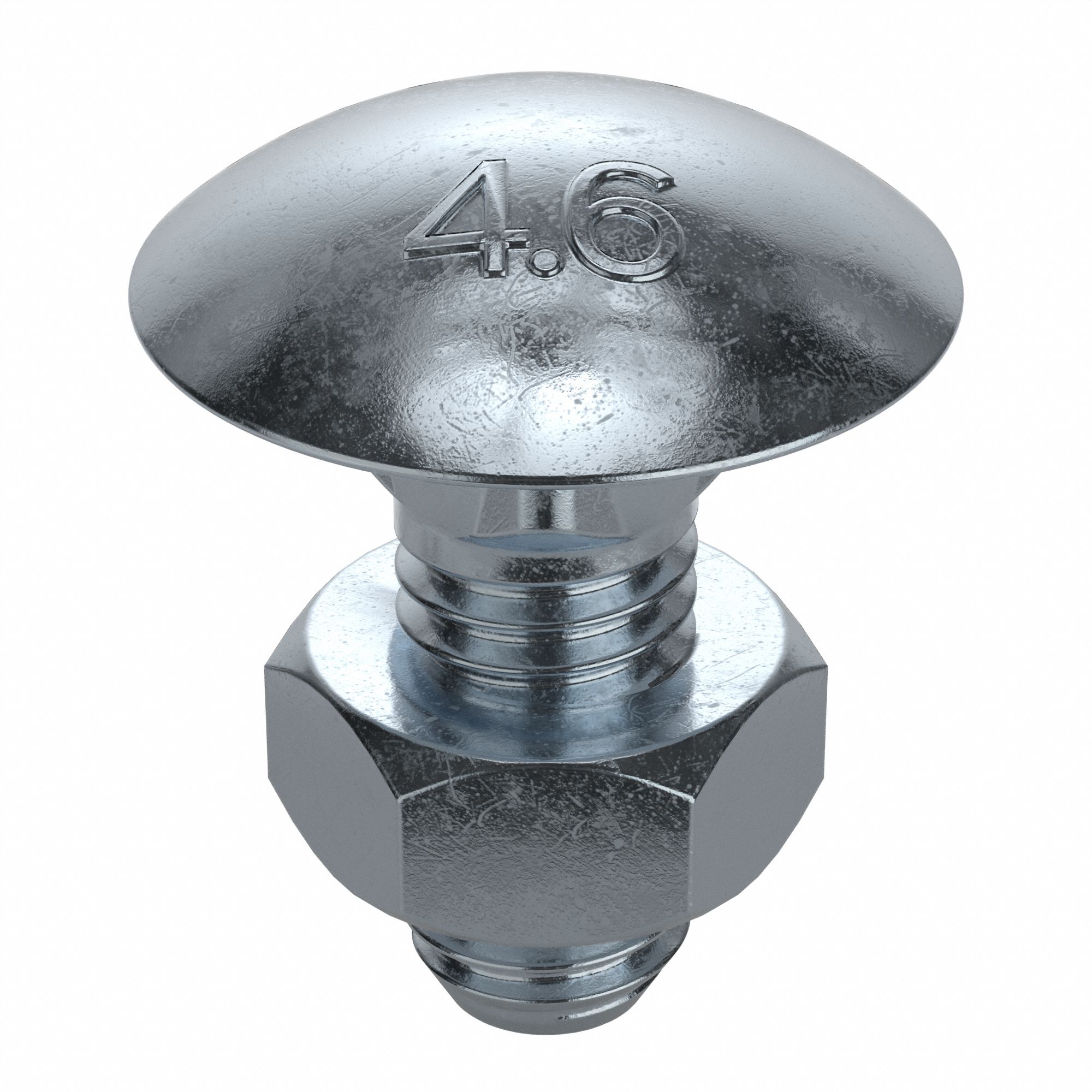 Carriage Bolt: Square Neck, M5x0.80 Thread Size, 16 mm lg, Steel, Class 4.6, Zinc-Plated, 100 PK