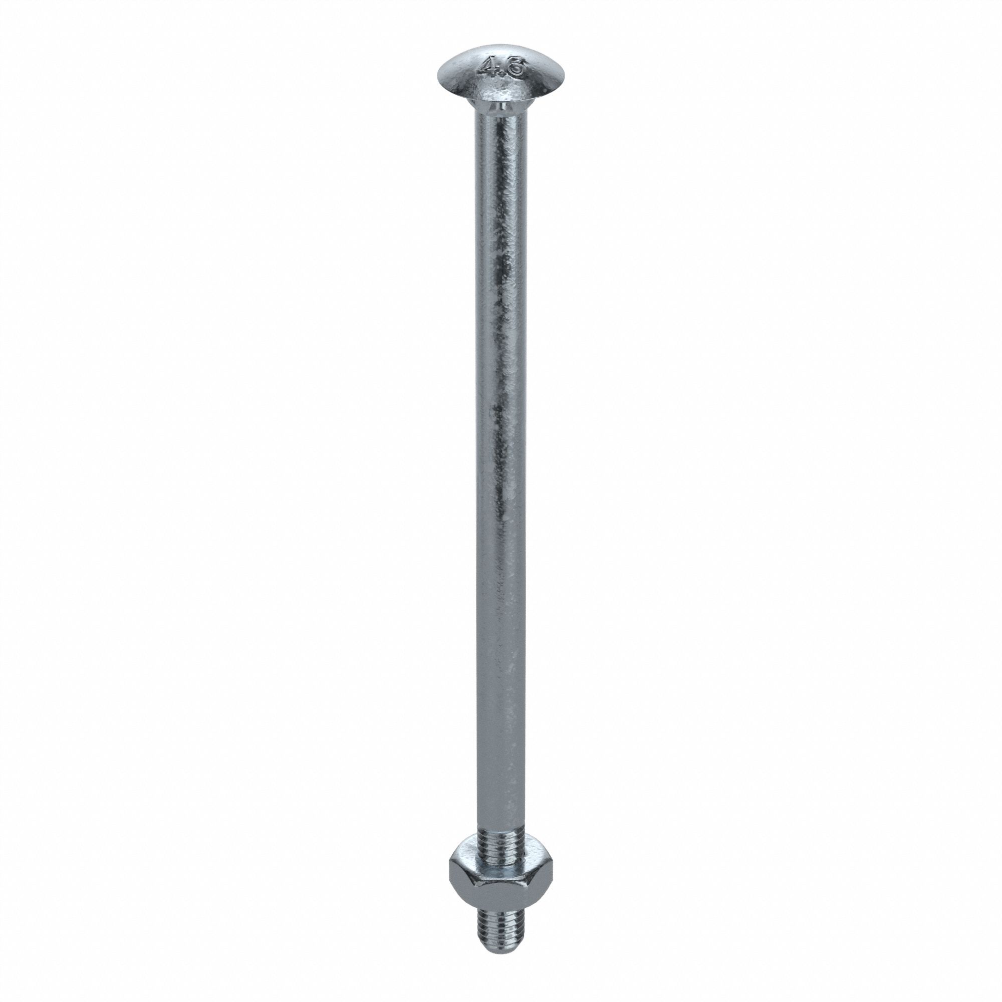 Carriage Bolt: Square Neck, M10x1.50 Thread Size, 200 mm lg, Steel, Class 4.6, Zinc-Plated, 25 PK