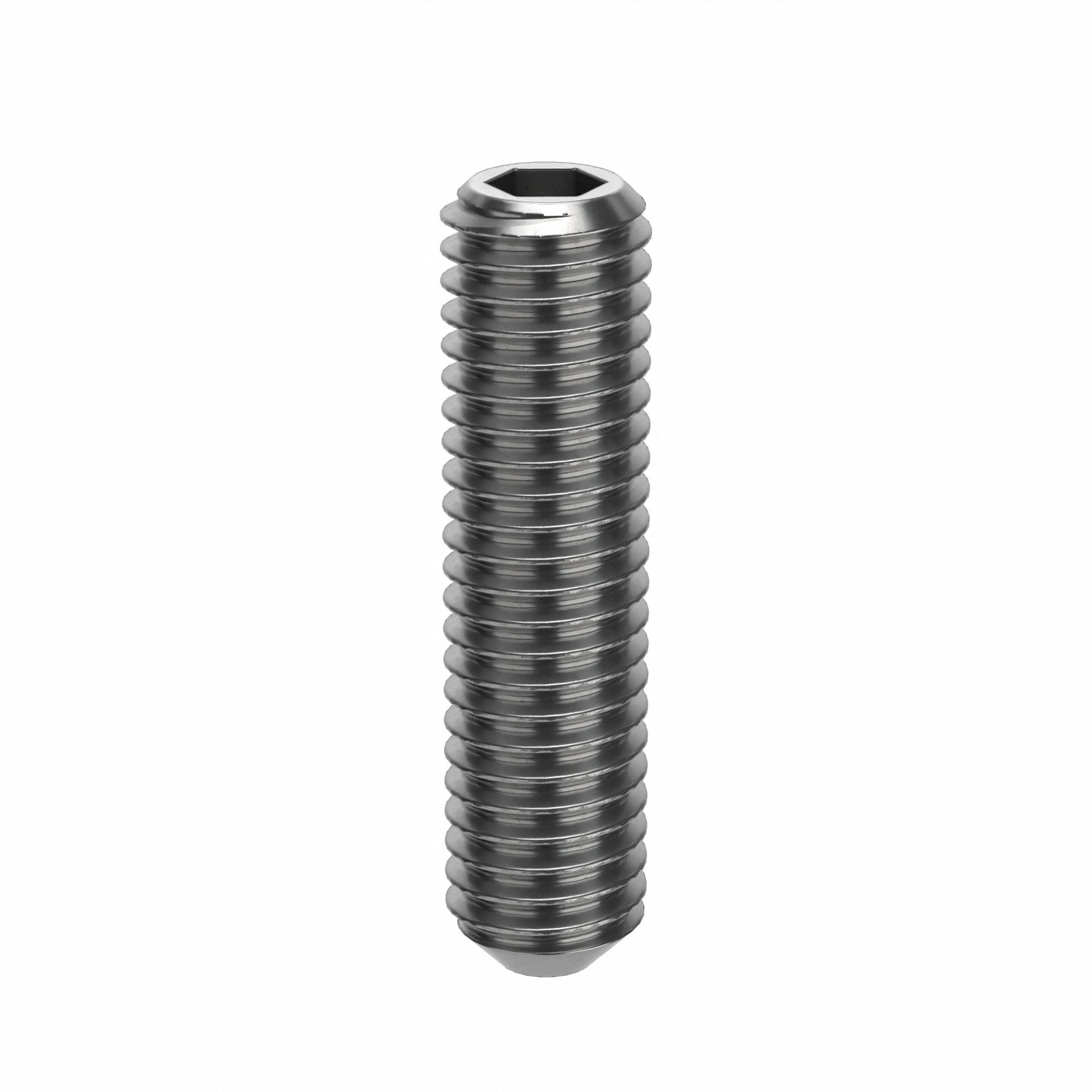 SOCKET SET SCREW, M5 THREAD, 20MM OVERALL L, CUP POINT, STAINLESS STEEL, PLAIN, SOCKET, 25 PK