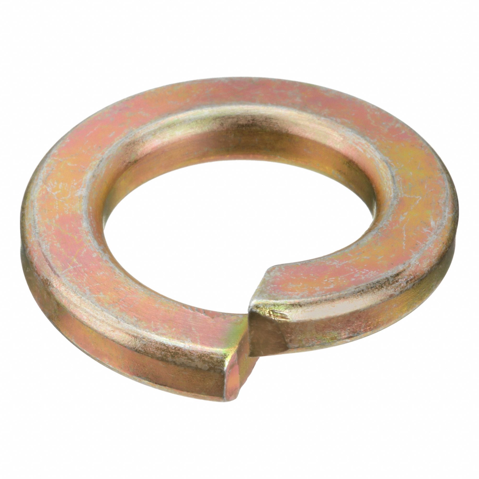 Split Lock Washer: Through Hardened, Zinc Yellow, Steel, 3/4 in Screw Sz, 3/16 in Max Thick, 10 PK