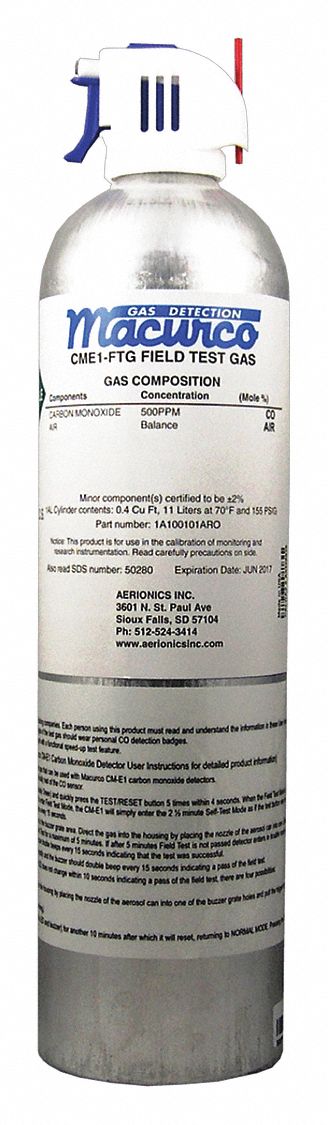 Calibration Gas: Mfr. No. CM-12/Mfr. No. CM-6/Mfr. No. CM-E1, Air, Cylinder, Carbon Monoxide