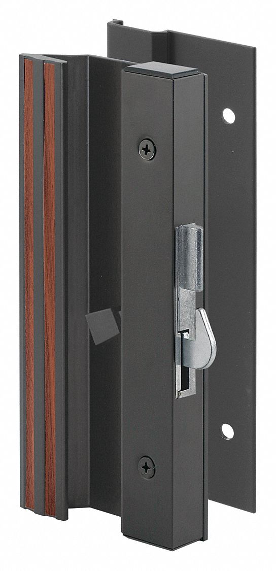 Sliding Door Lock: 7/8 in Lg, 3 3/8 in Wd, 7 5/16 in Ht