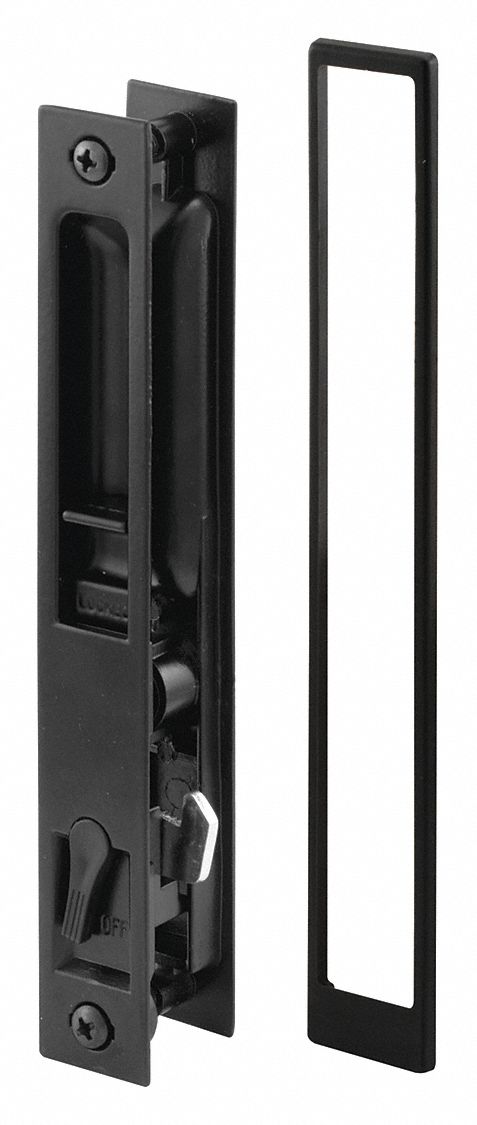 Sliding Door Lock: 7/8 in Lg, 7/8 in Wd, 7 1/4 in Ht