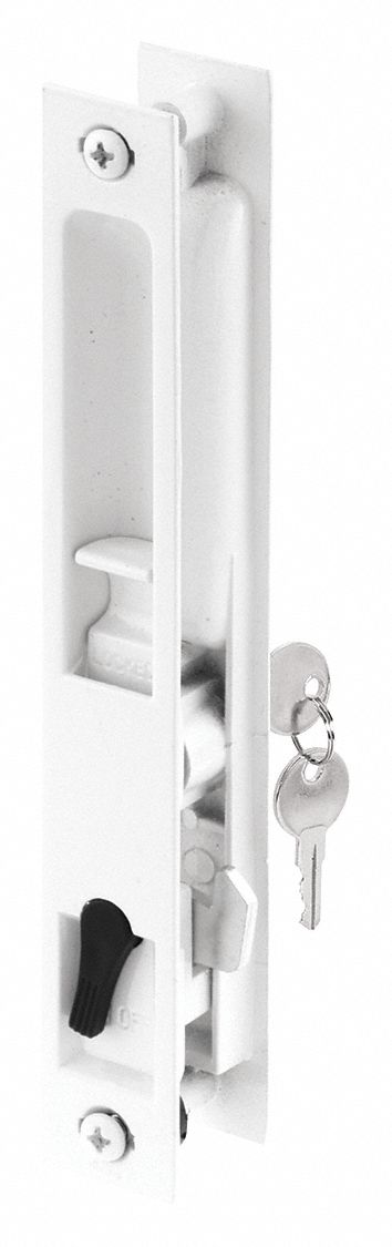 Sliding Door Lock: 7/8 in Lg, 7/8 in Wd, 7 1/4 in Ht