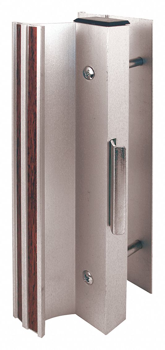 Sliding Door Lock: 2 in Lg, 2 in Wd, 7 3/8 in Ht