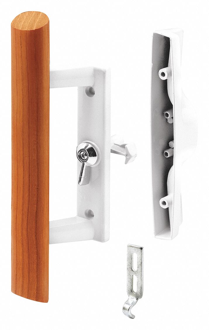 Sliding Door Lock: 2 1/8 in Lg, 2 1/8 in Wd, 9 in Ht