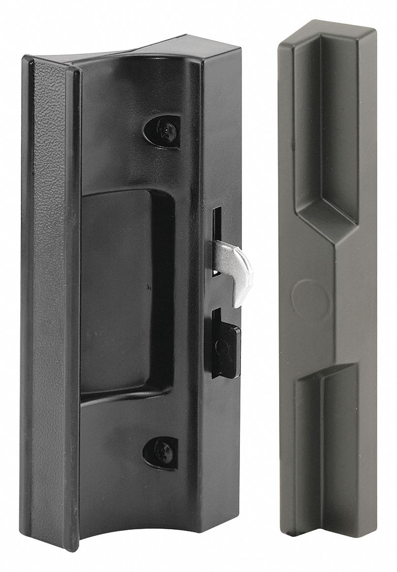 Sliding Door Lock: 2 in Lg, 2 5/8 in Wd, 7 5/16 in Ht