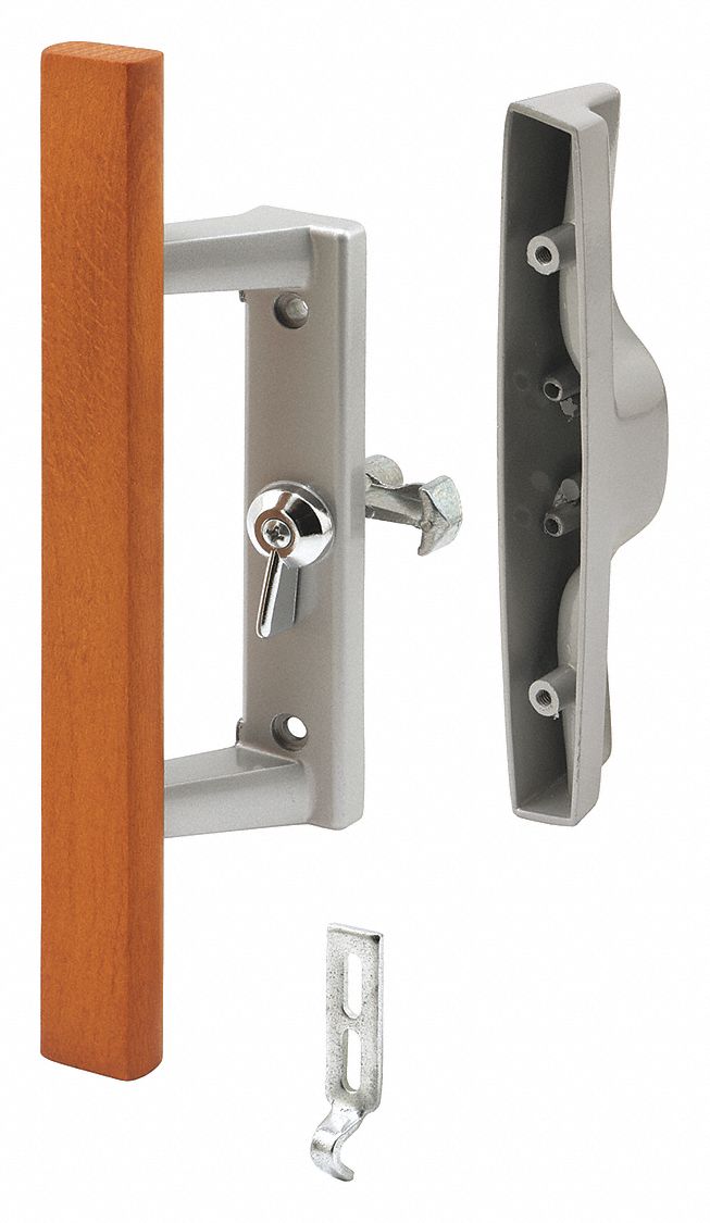 Sliding Door Lock: 2 1/8 in Lg, 1/8 in Wd, 9 in Ht