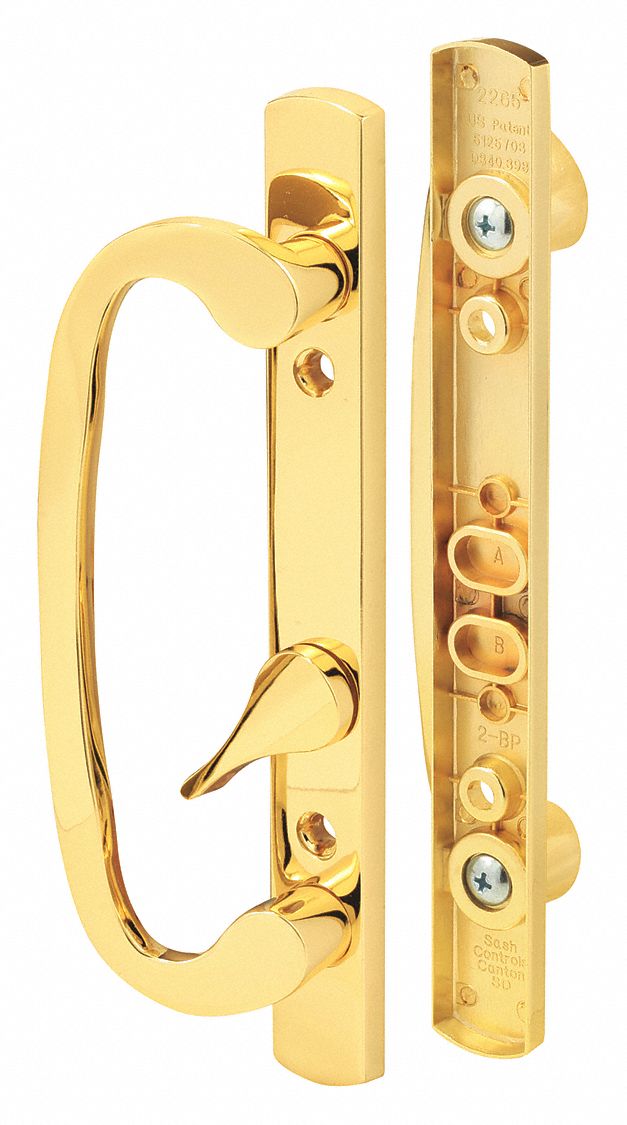 Sliding Door Lock: 1 3/4 in Lg, 1 3/4 in Wd, 8 1/2 in Ht