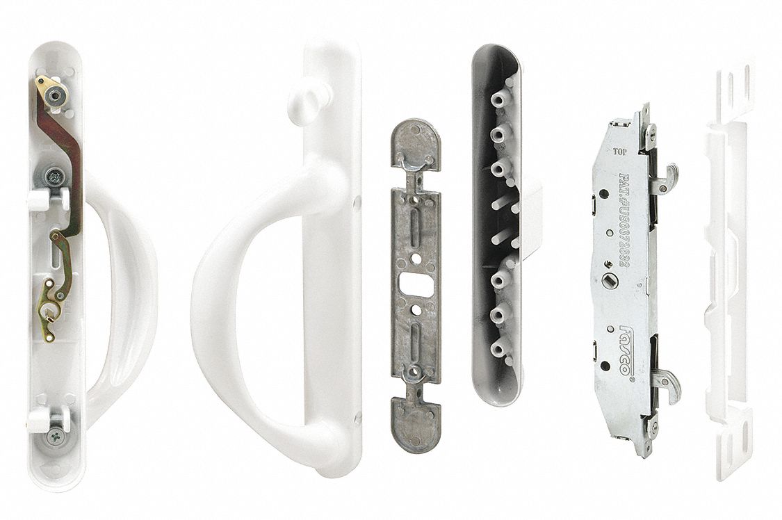 Sliding Door Lock: 1 1/4 in Lg, 1 1/4 in Wd, 9 7/8 in Ht