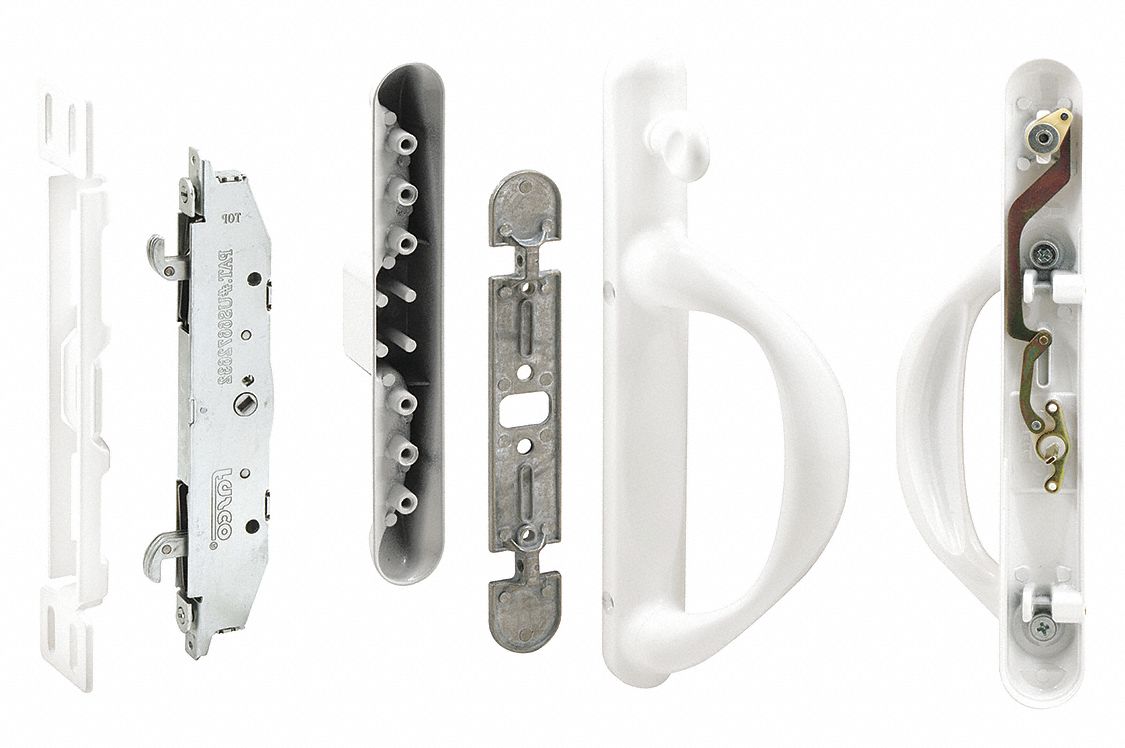 Sliding Door Lock: 1 1/4 in Lg, 1 1/4 in Wd, 9 7/8 in Ht