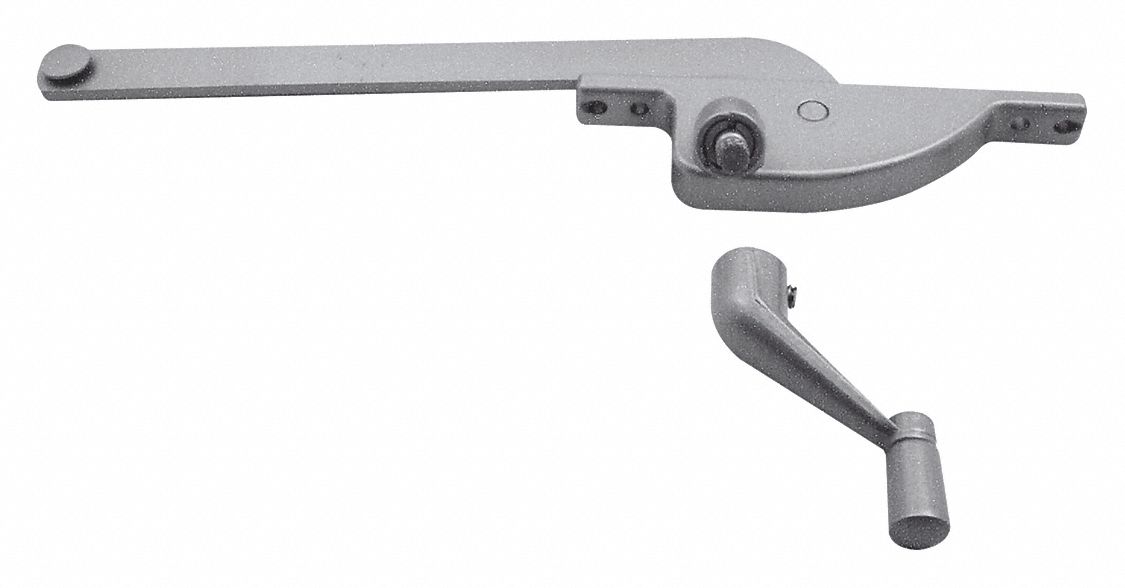 Window Operator: Crank, Handle Included, Right-Hand, Frame, Aluminum, 4 3/4 in Base Lg