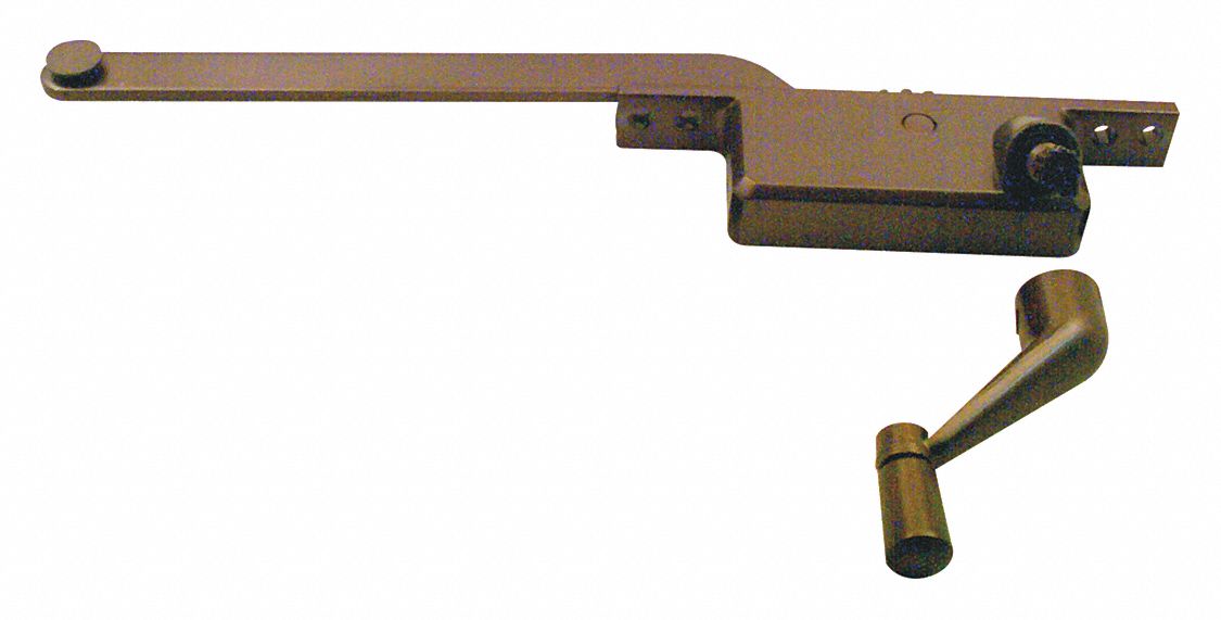 Window Operator: Crank, Handle Included, Left-Hand, Frame, Brown, 4 3/4 in Base Lg