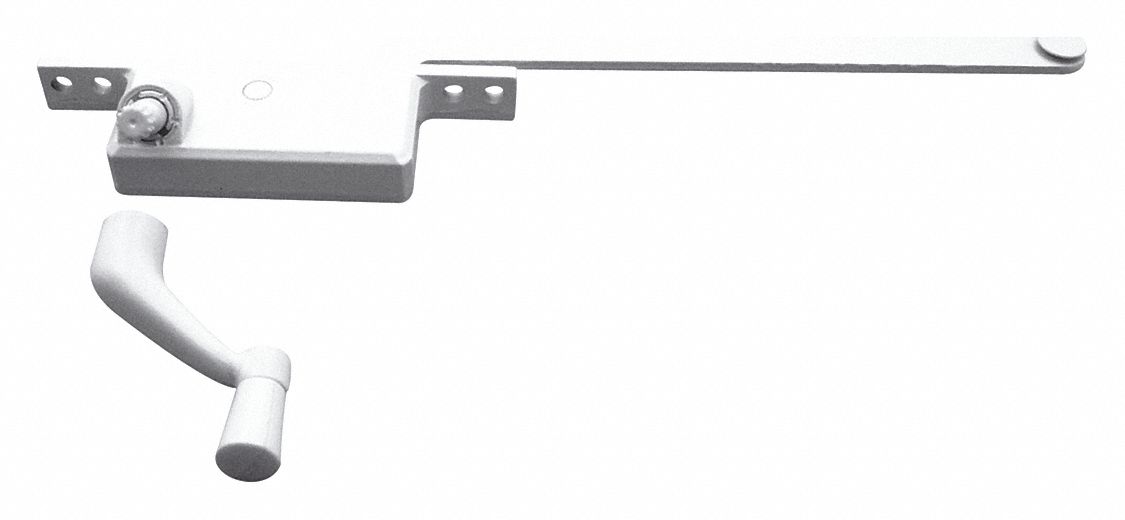 Window Operator: Crank, Handle Included, Left-Hand, Frame, White, 4 3/4 in Base Lg